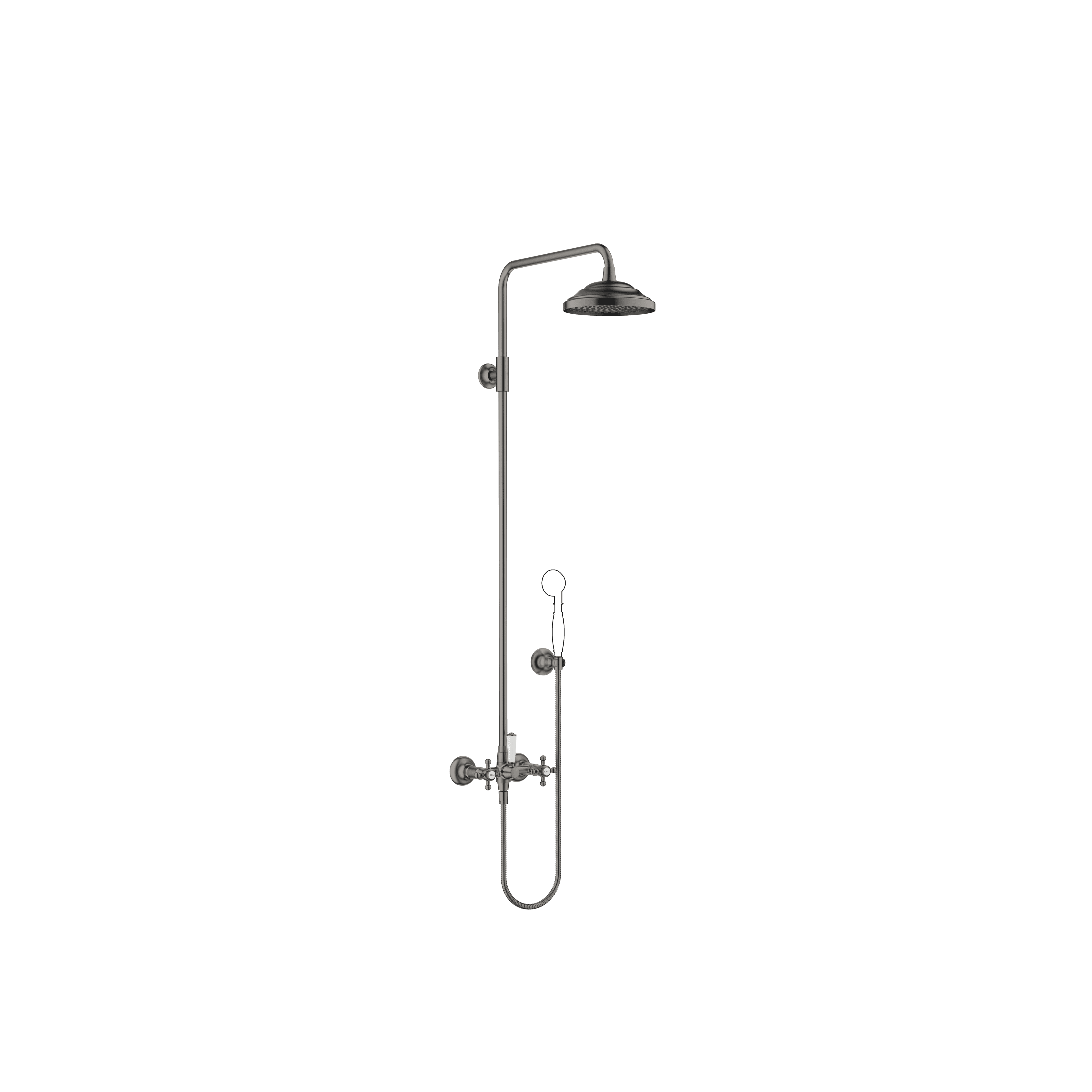 MADISON Shower pipe with shower mixer without hand shower 200 mm in Brushed Dark Platinum