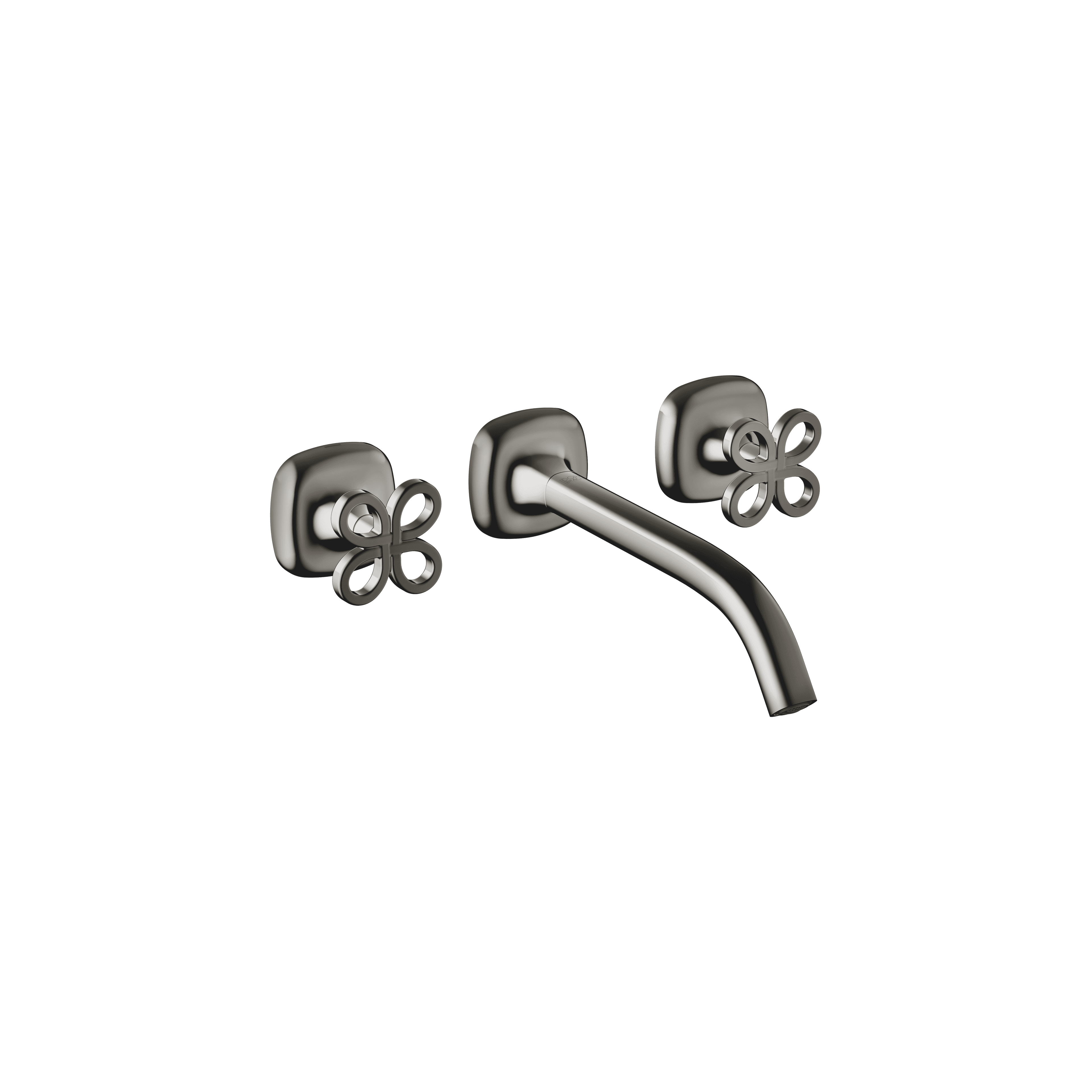 Wall-mounted basin mixer without pop-up waste in Dark Chrome