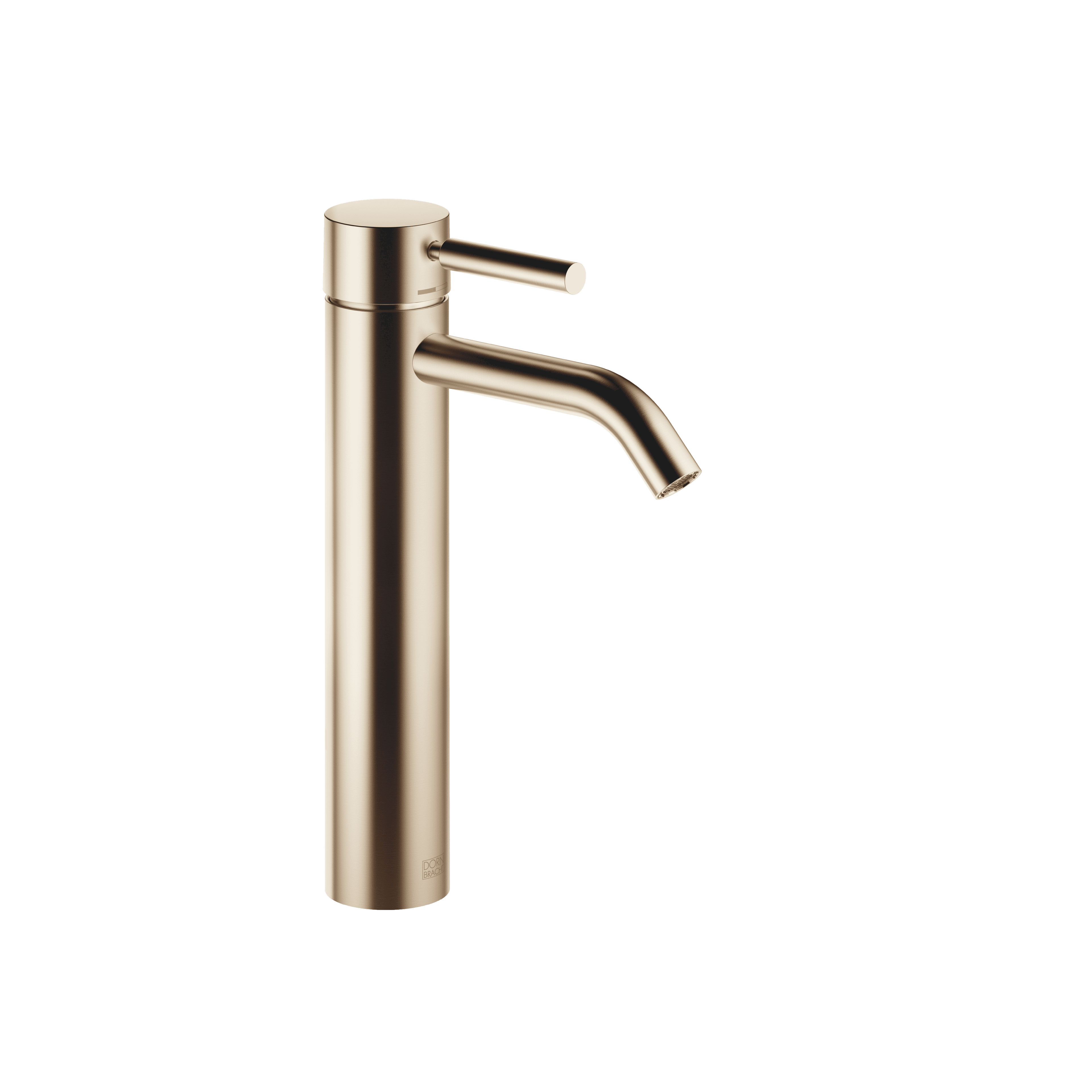 META Single-lever basin mixer with raised base without pop-up waste in Brushed Light Gold (PVD)