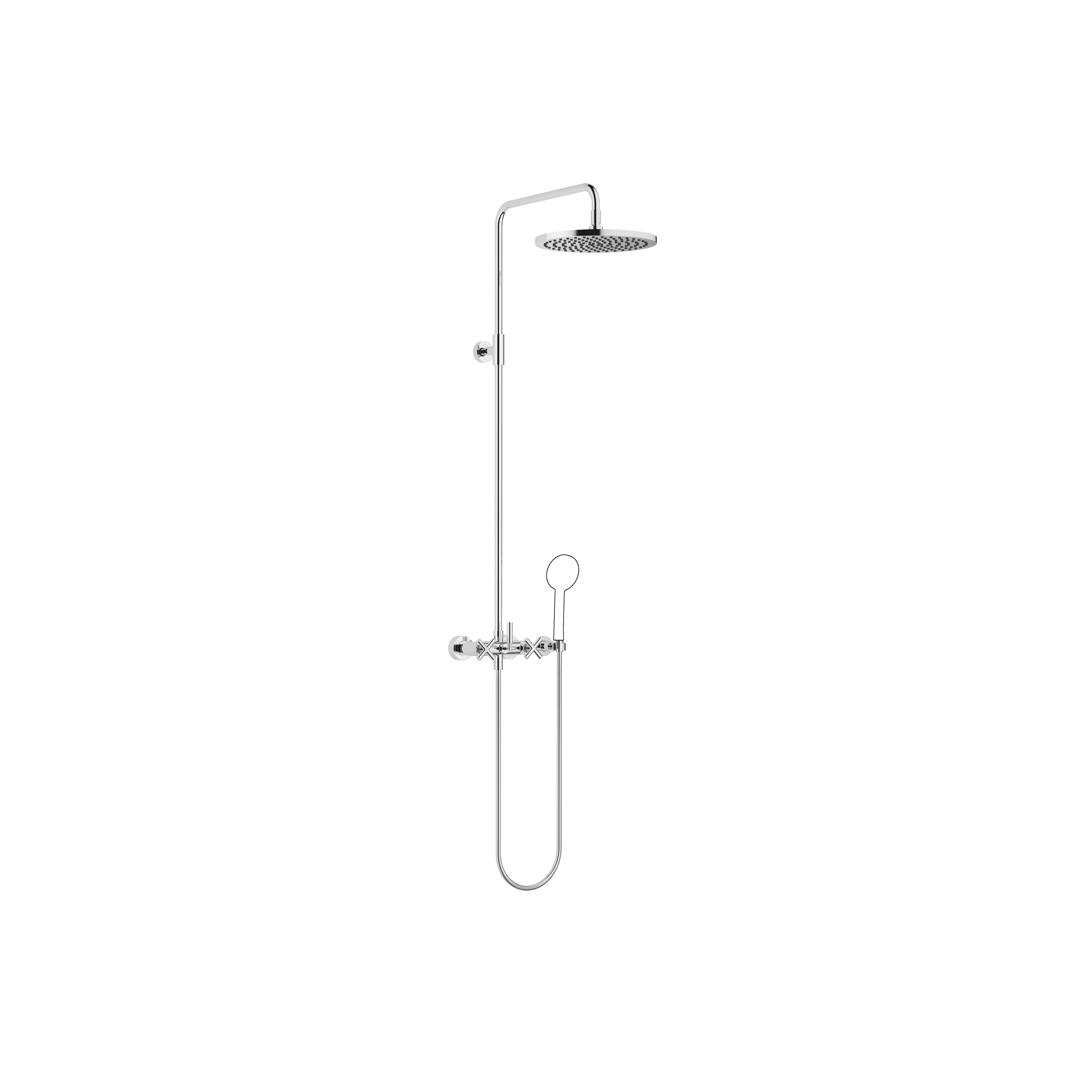 TARA Showerpipe with shower mixer without hand shower 300 mm in Chrome