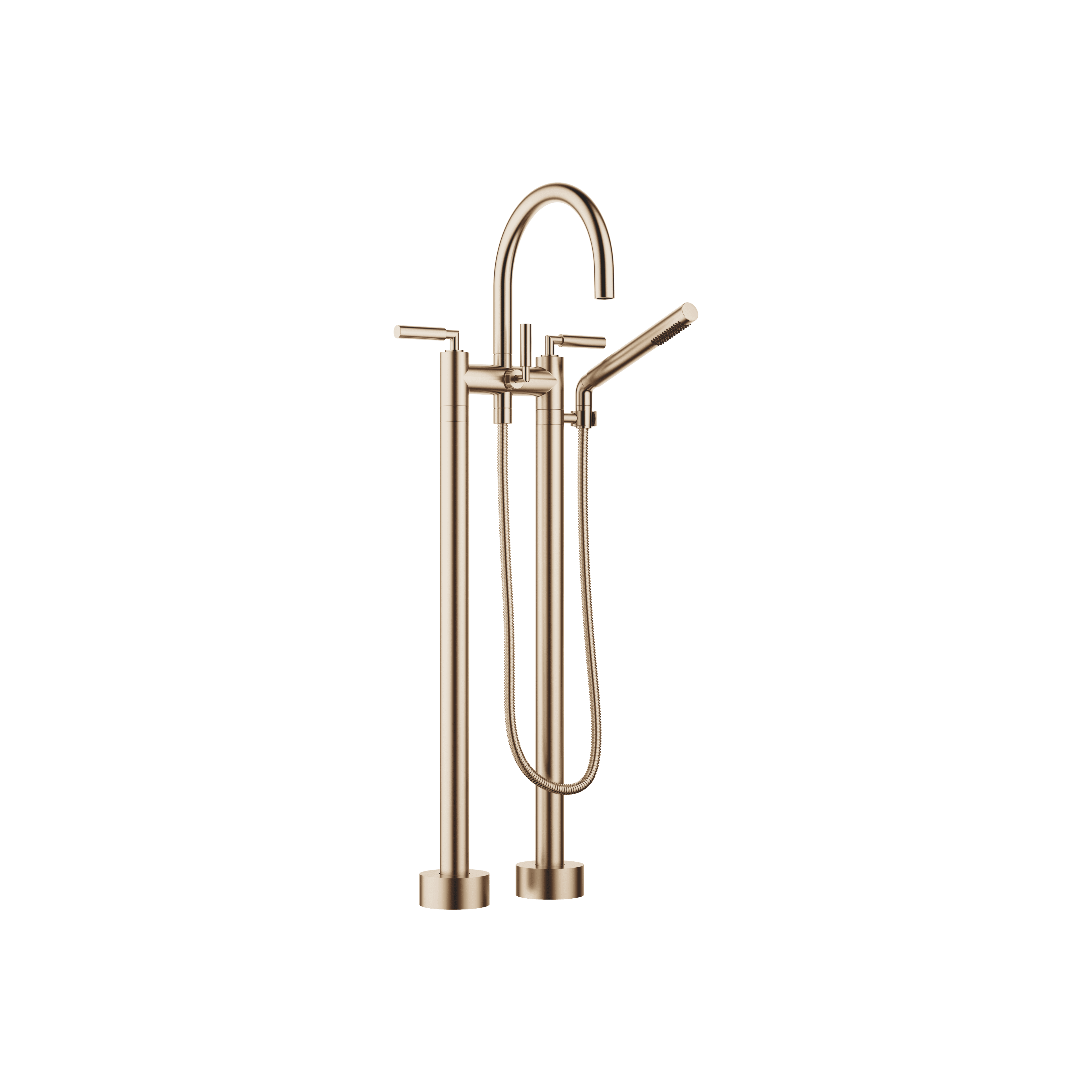 TARA Two-hole bath mixer for free-standing assembly with hand shower set in Brushed Champagne (22kt Gold)