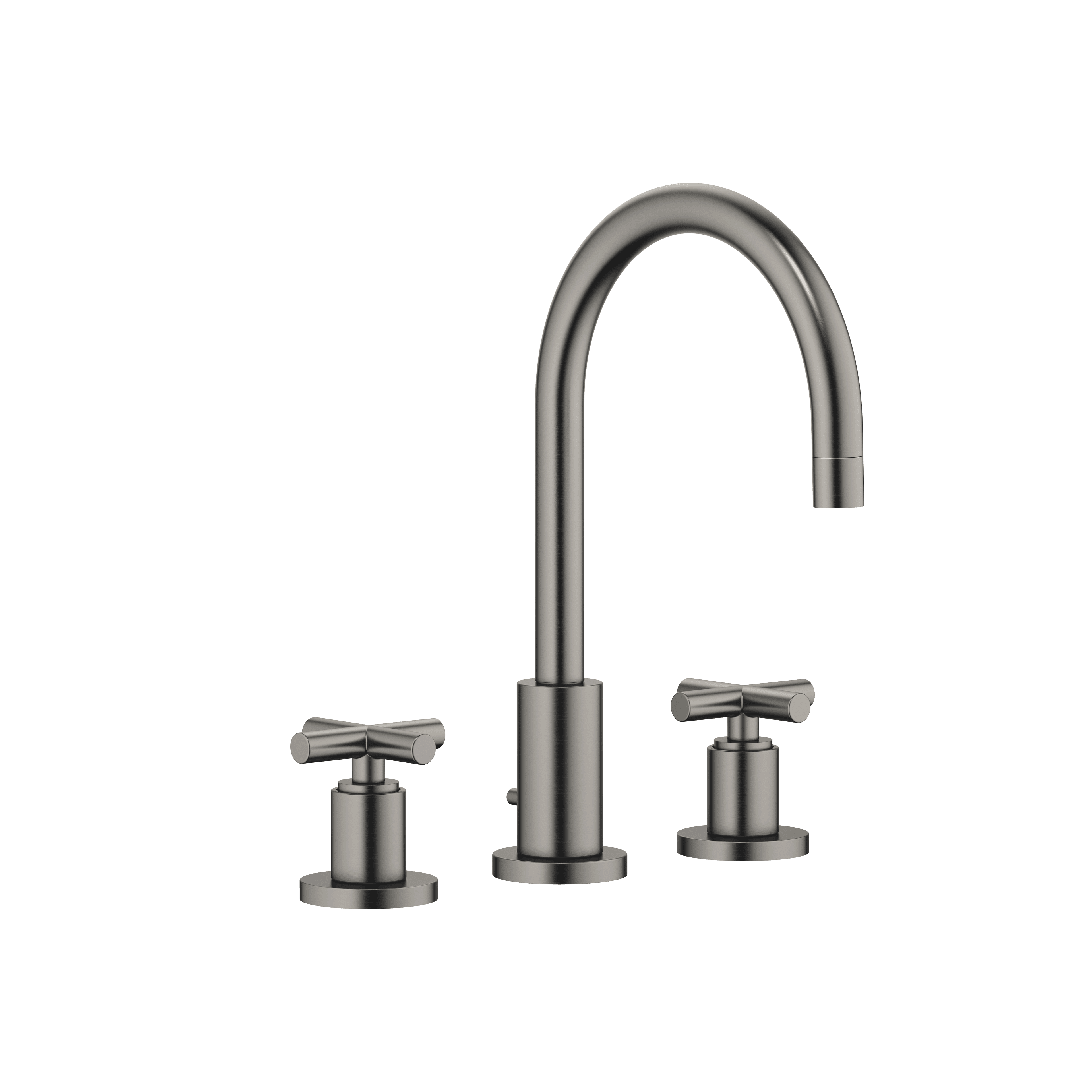TARA Three-hole basin mixer with pop-up waste in Brushed Dark Platinum