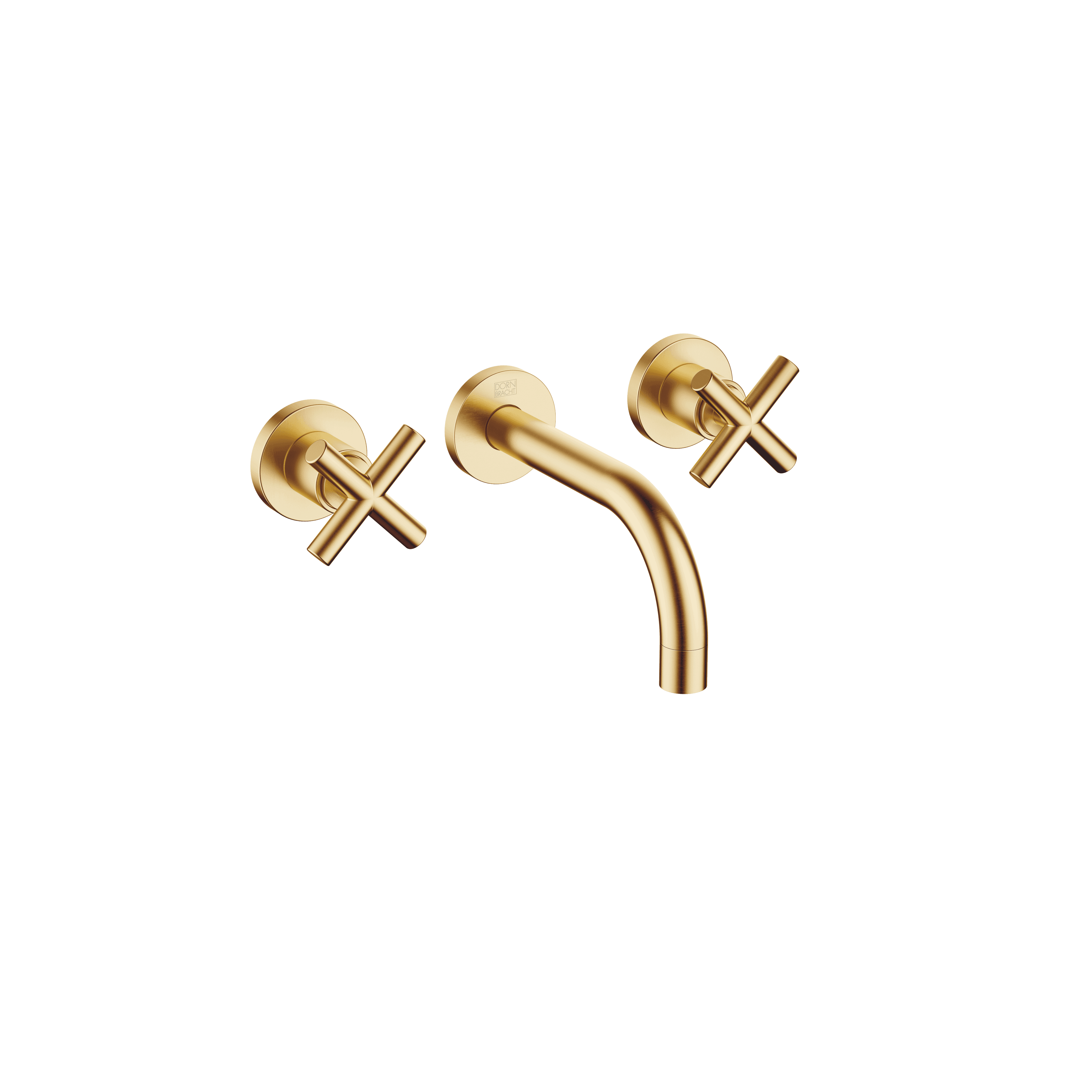 TARA Wall-mounted basin mixer without pop-up waste in Brushed Durabrass (23kt Gold)