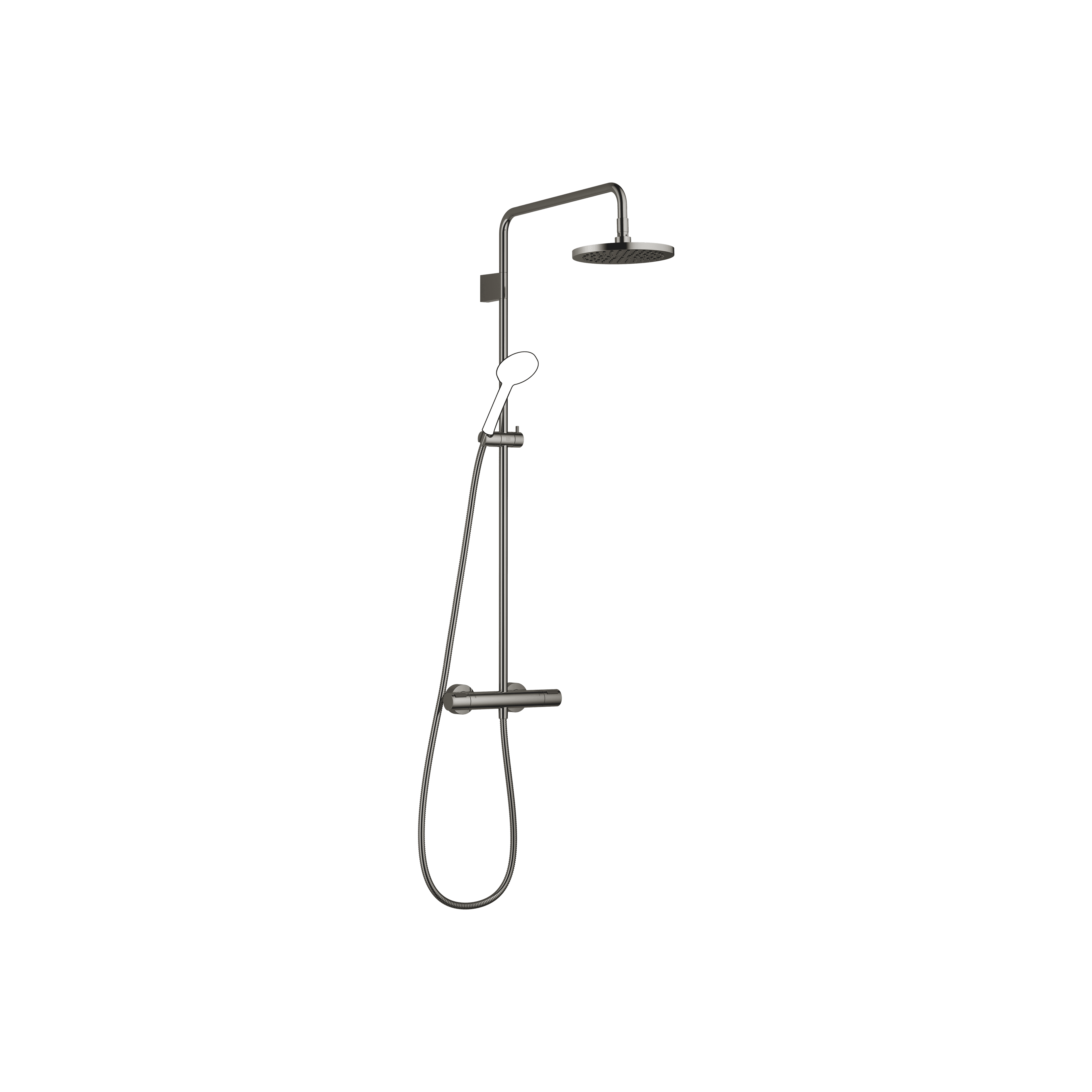 Shower pipe with shower thermostat without hand shower FlowReduce 220 mm in Dark Chrome