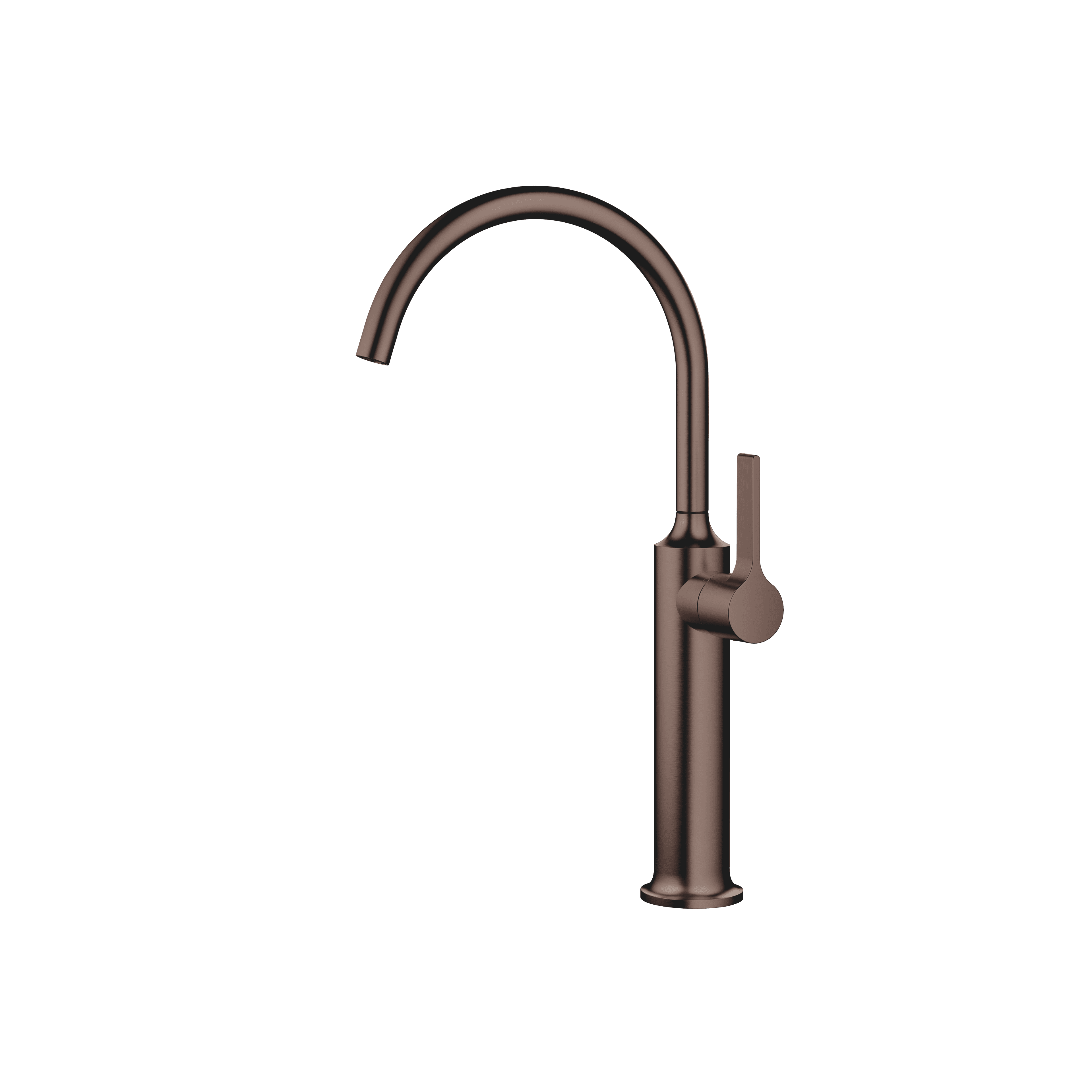 VAIA Single-lever basin mixer with raised base without pop-up waste in Brushed Dark Bronze (PVD)