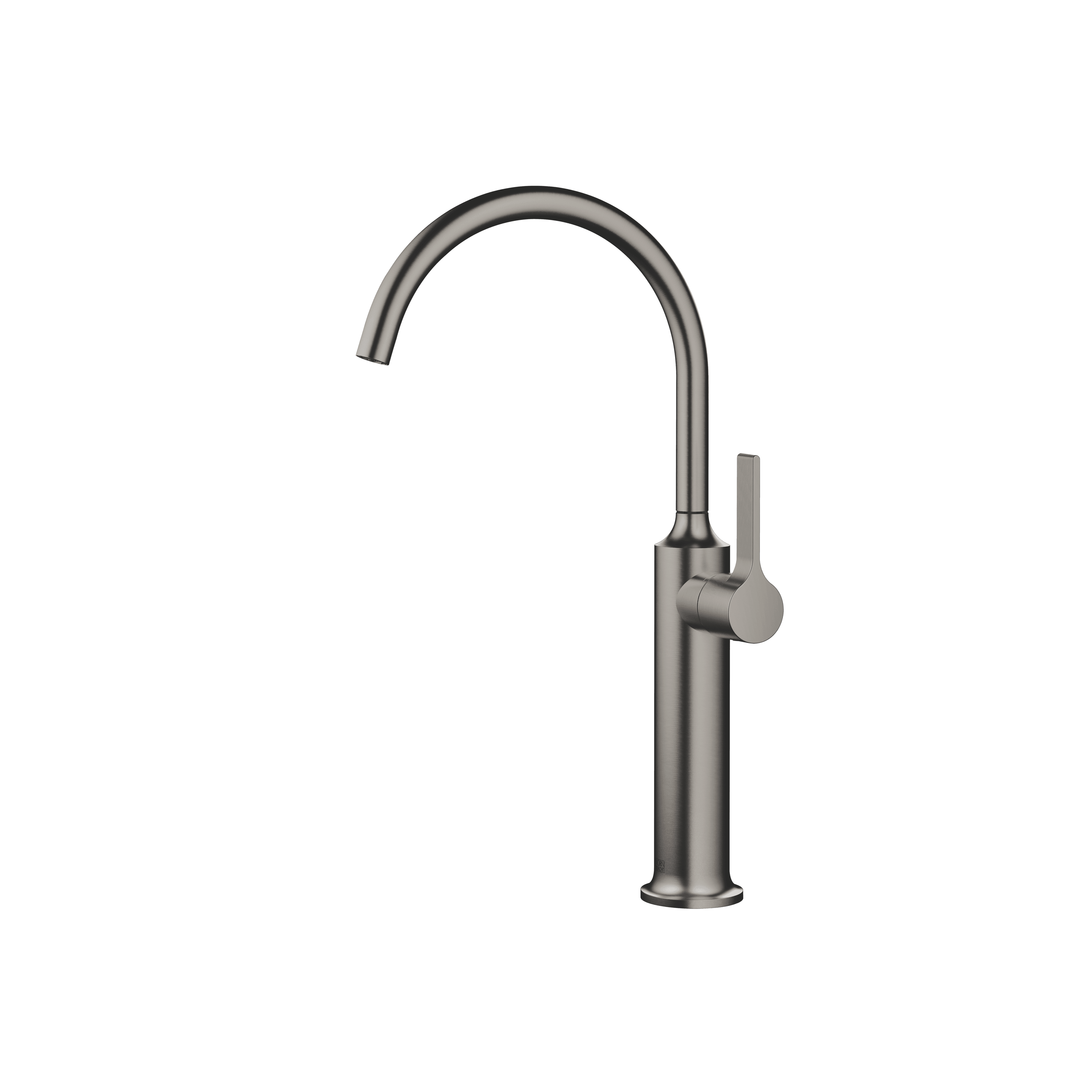 VAIA Single-lever basin mixer with raised base without pop-up waste in Brushed Dark Platinum
