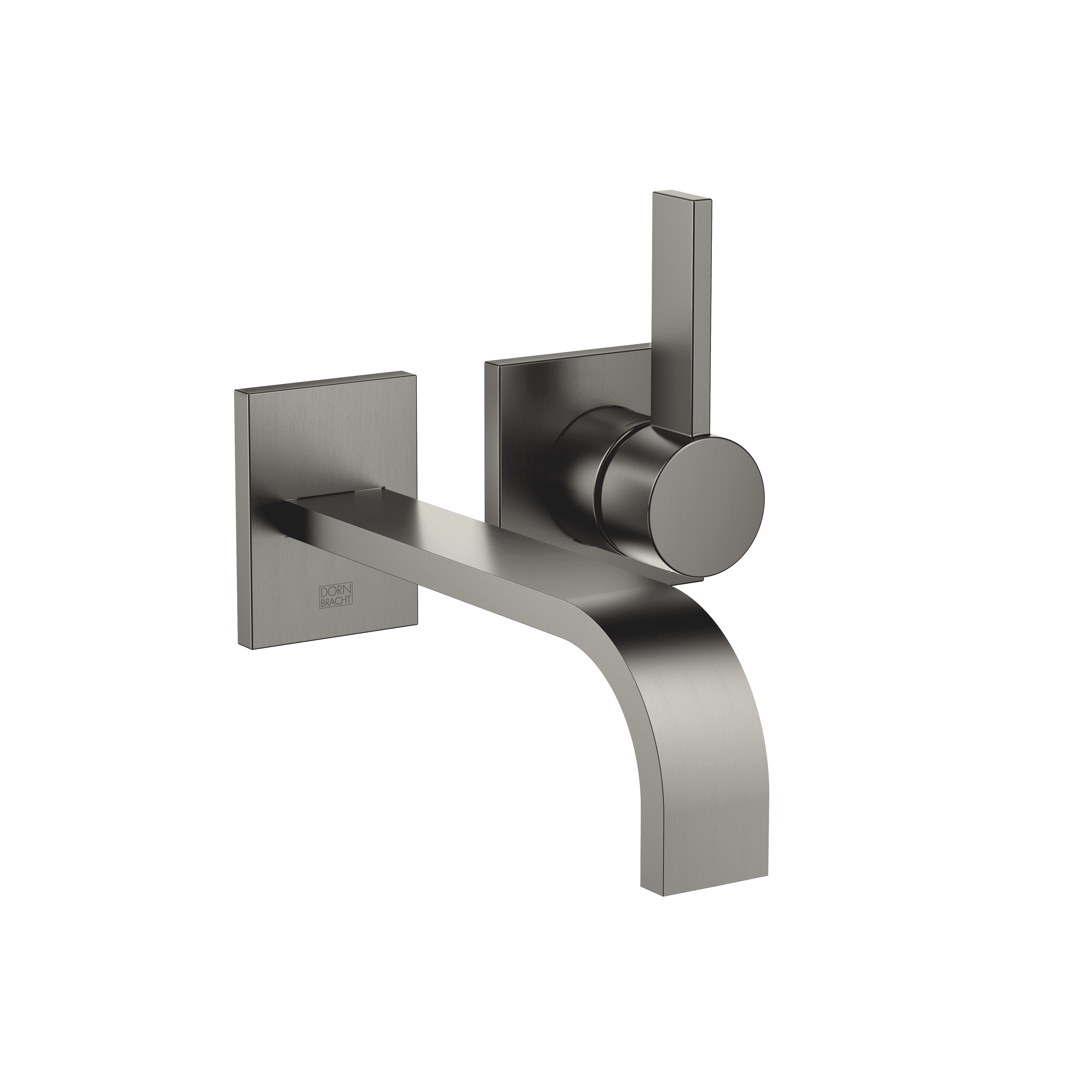 MEM Wall-mounted single-lever basin mixer without pop-up waste in Brushed Dark Platinum