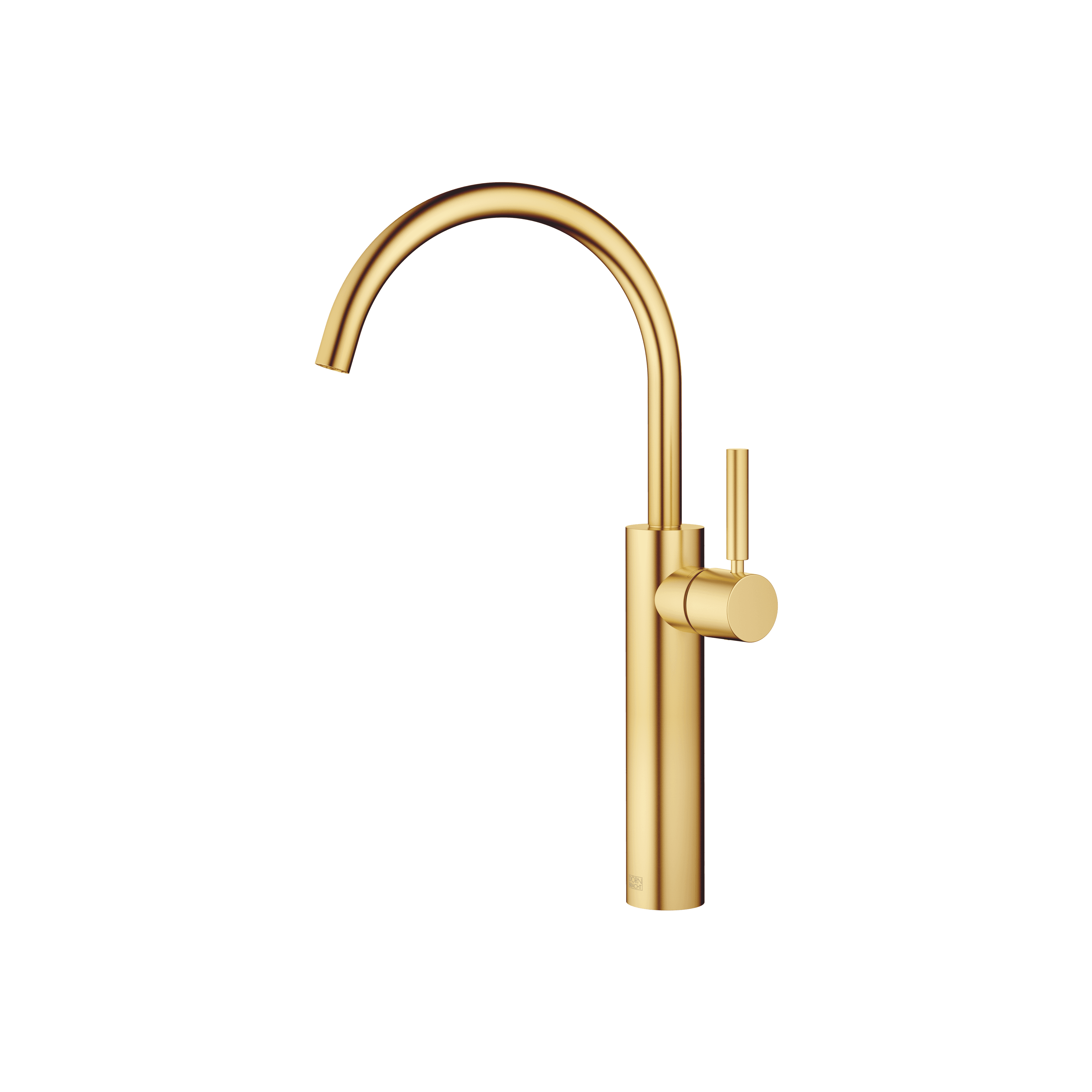 META Single-lever basin mixer with raised base without pop-up waste in Brushed Gold (PVD)