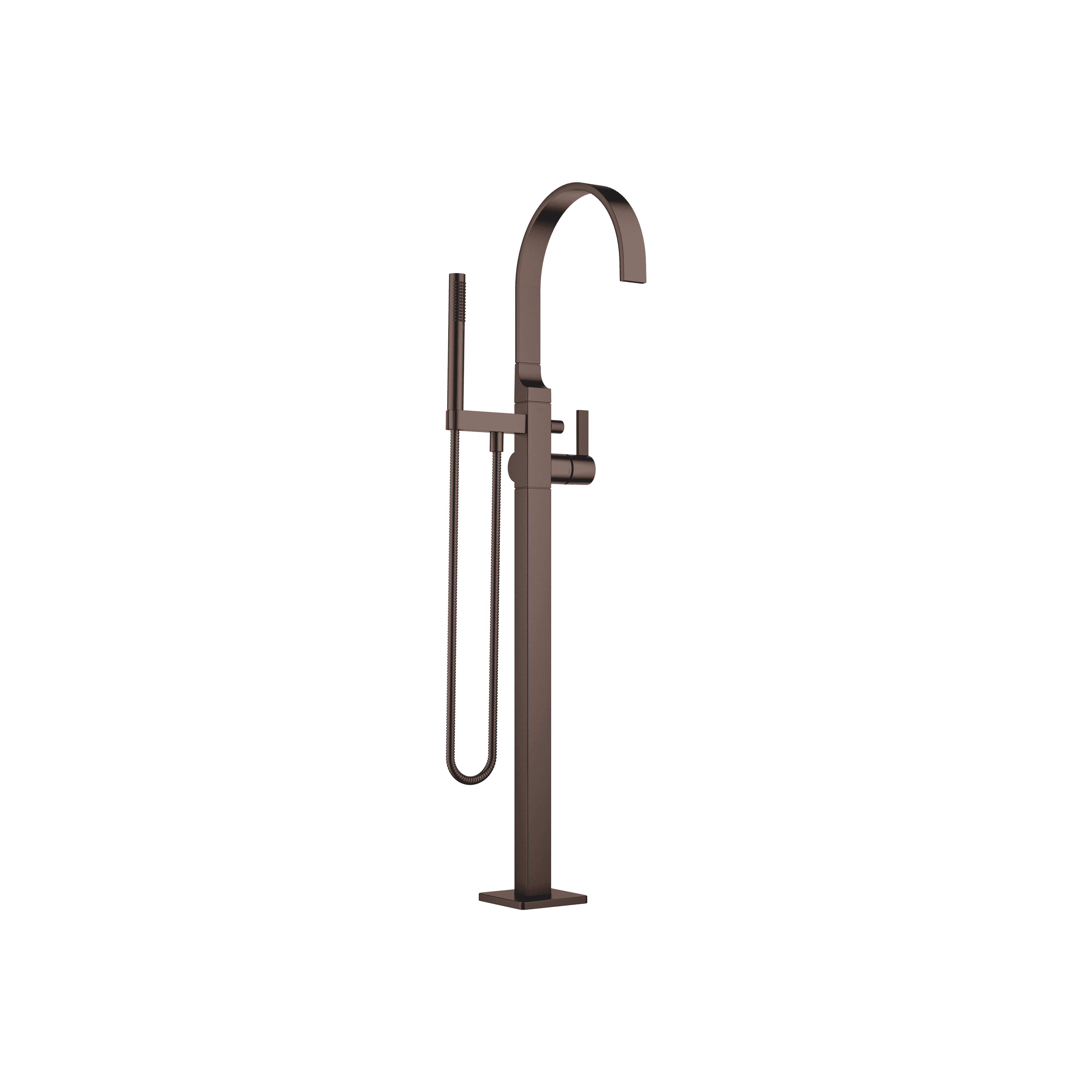 MEM Single-lever bath mixer with stand pipe for free-standing assembly with hand shower set in Brushed Dark Bronze (PVD)