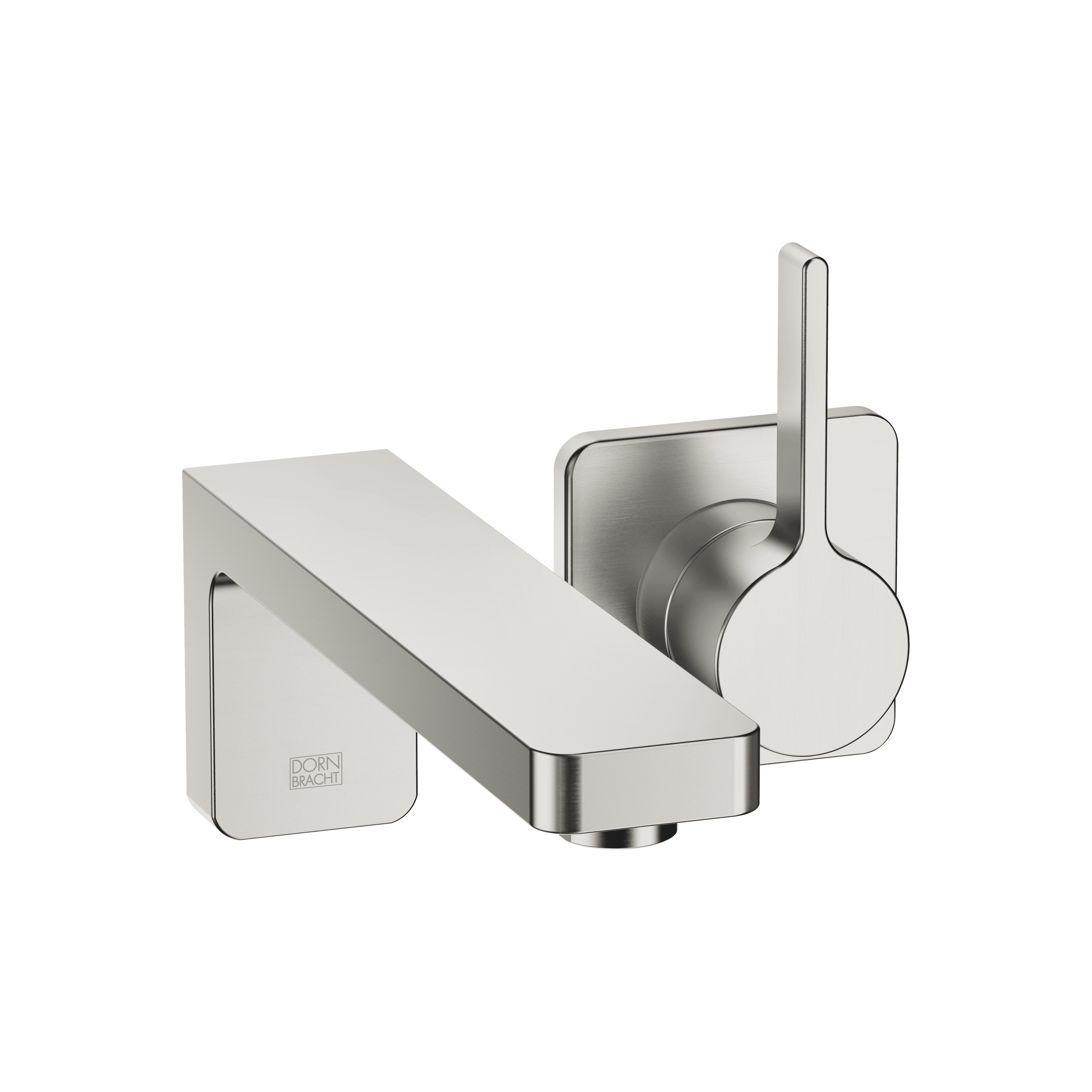 LULU Wall-mounted single-lever basin mixer without pop-up waste in Brushed Platinum
