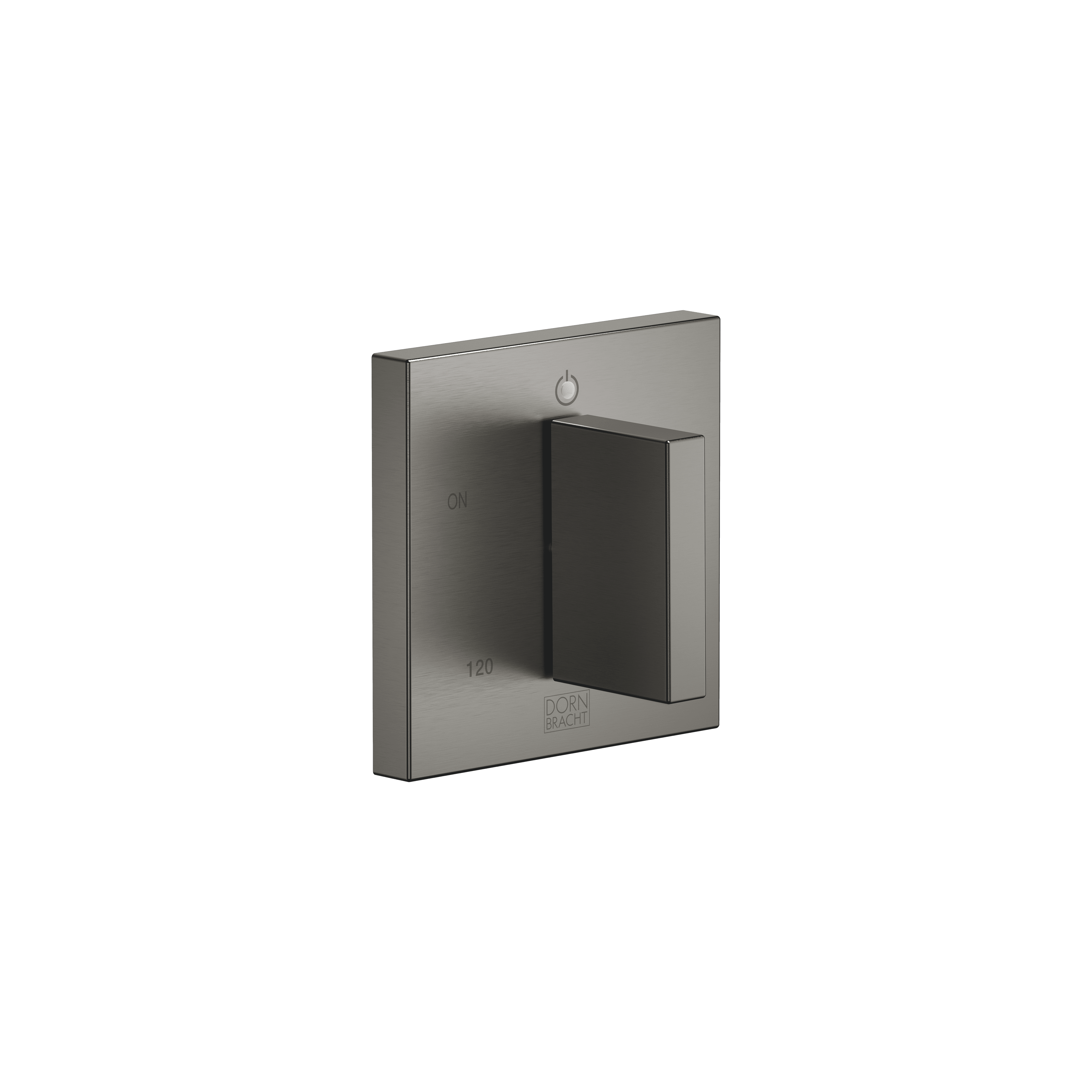 Electronic control elements for towel warmer in Brushed Dark Platinum