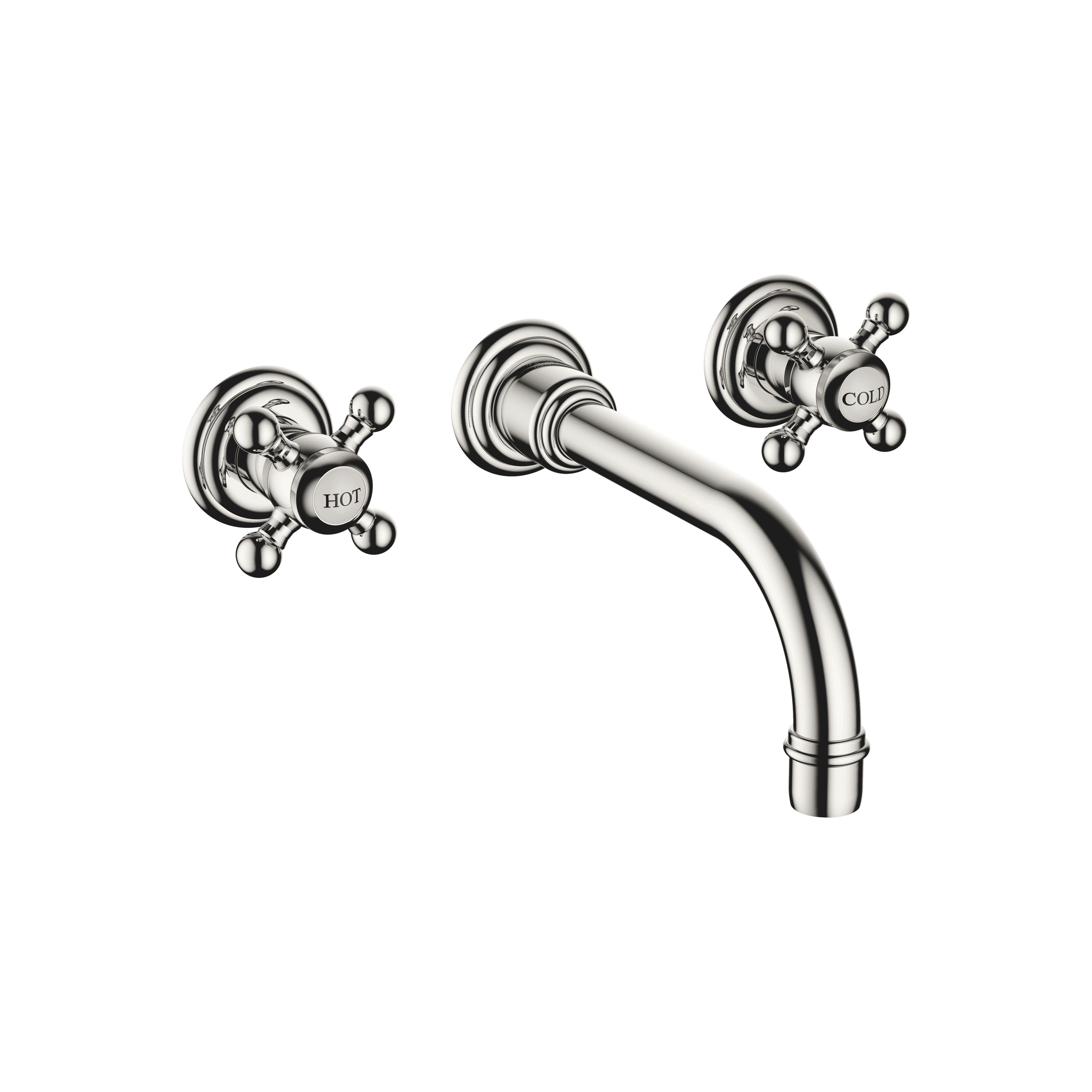 MADISON Wall-mounted basin mixer without pop-up waste in Platinum