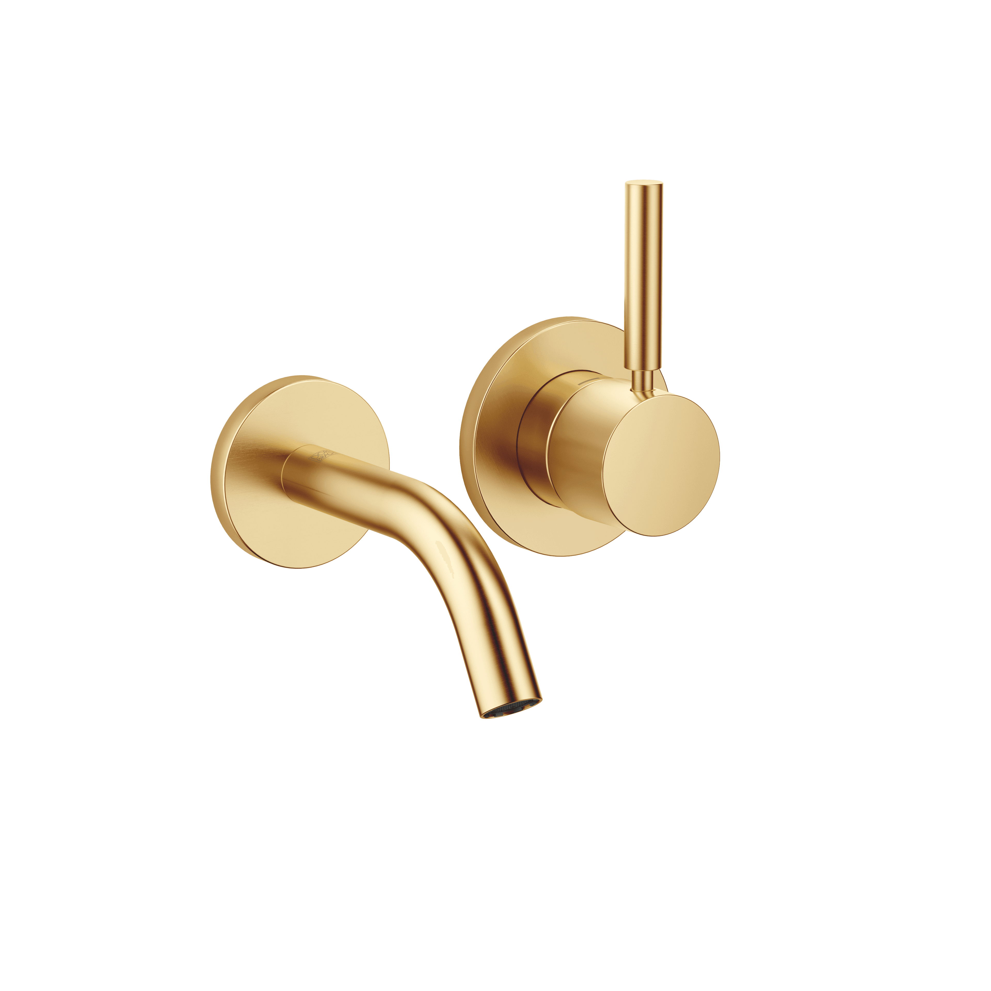 META Wall-mounted single-lever basin mixer without pop-up waste in Brushed Gold (PVD)