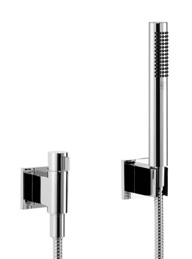 Hand shower set with individual rosettes with volume control FlowReduce in Brushed Dark Brass (PVD)