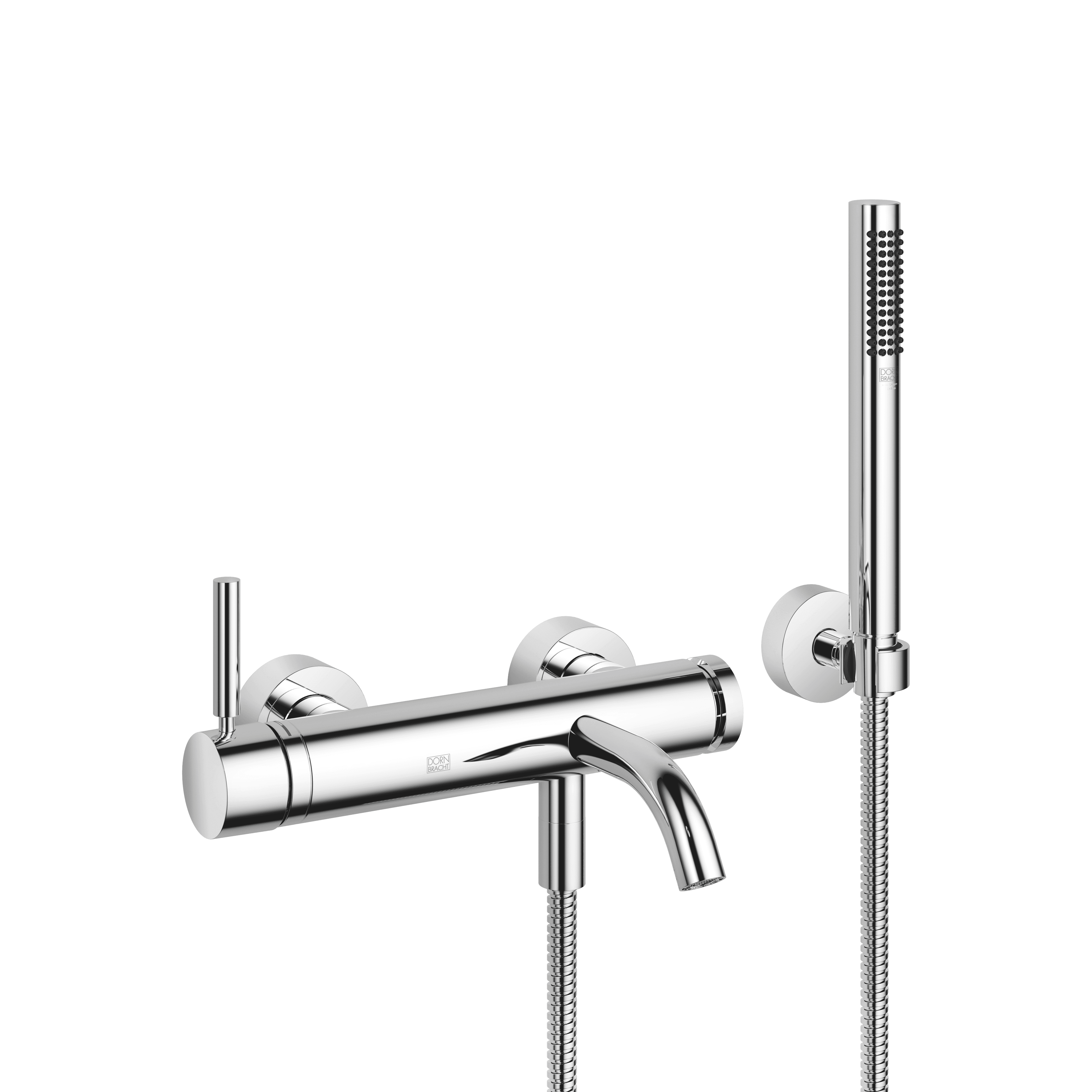 META Single-lever bath mixer for wall mounting with hand shower set in Chrome