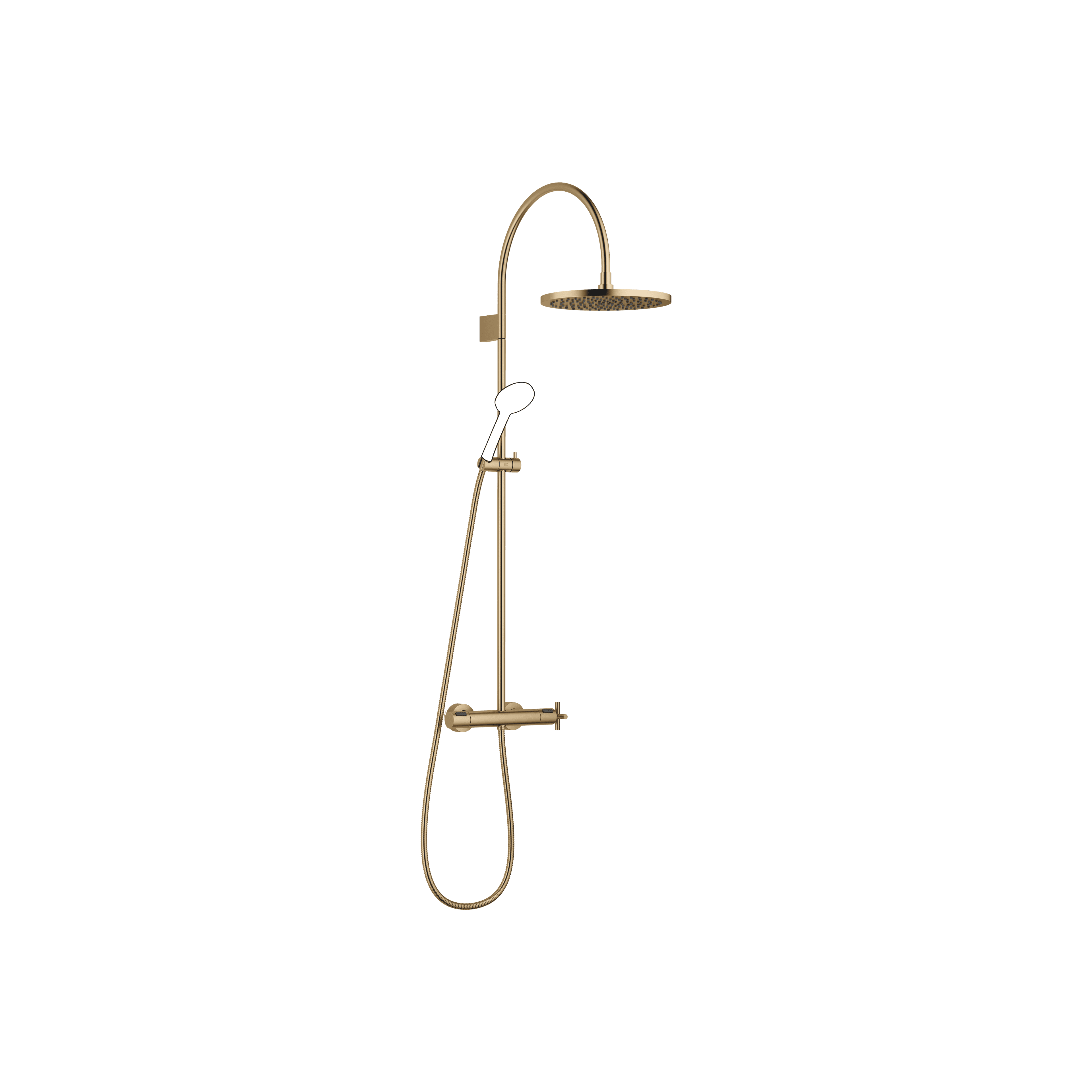 TARA Shower pipe with shower thermostat without hand shower 300 mm in Brushed Dark Brass (PVD)