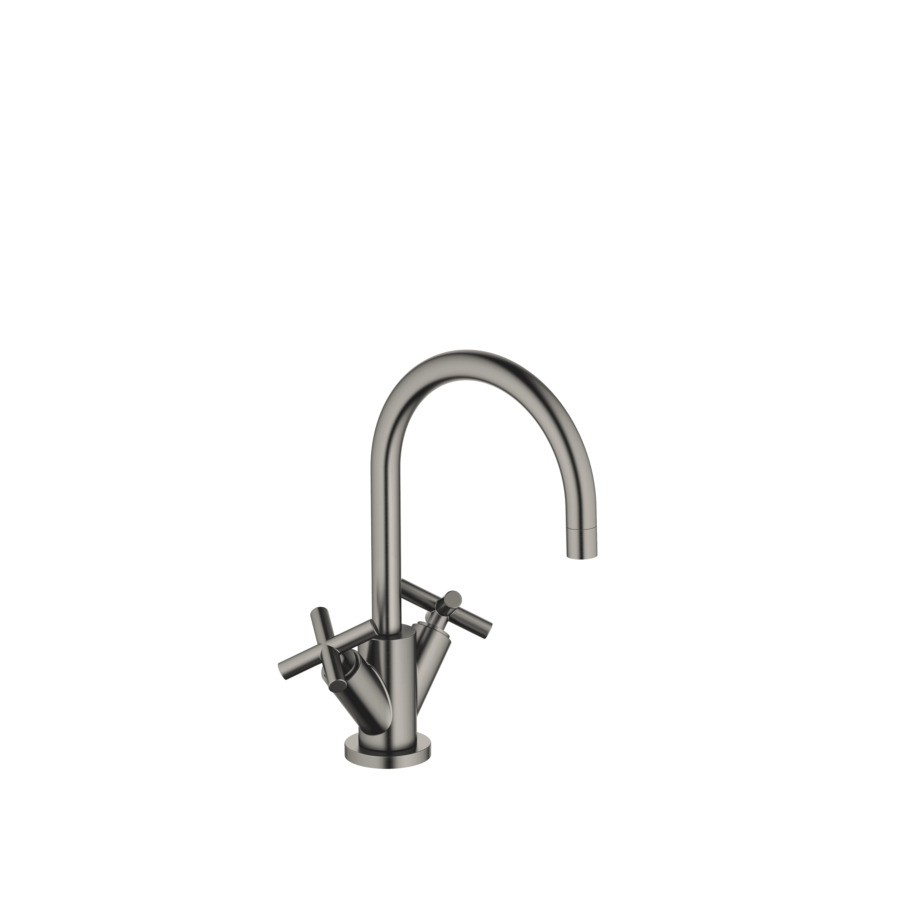 TARA Single-hole basin mixer with pop-up waste in Brushed Dark Platinum