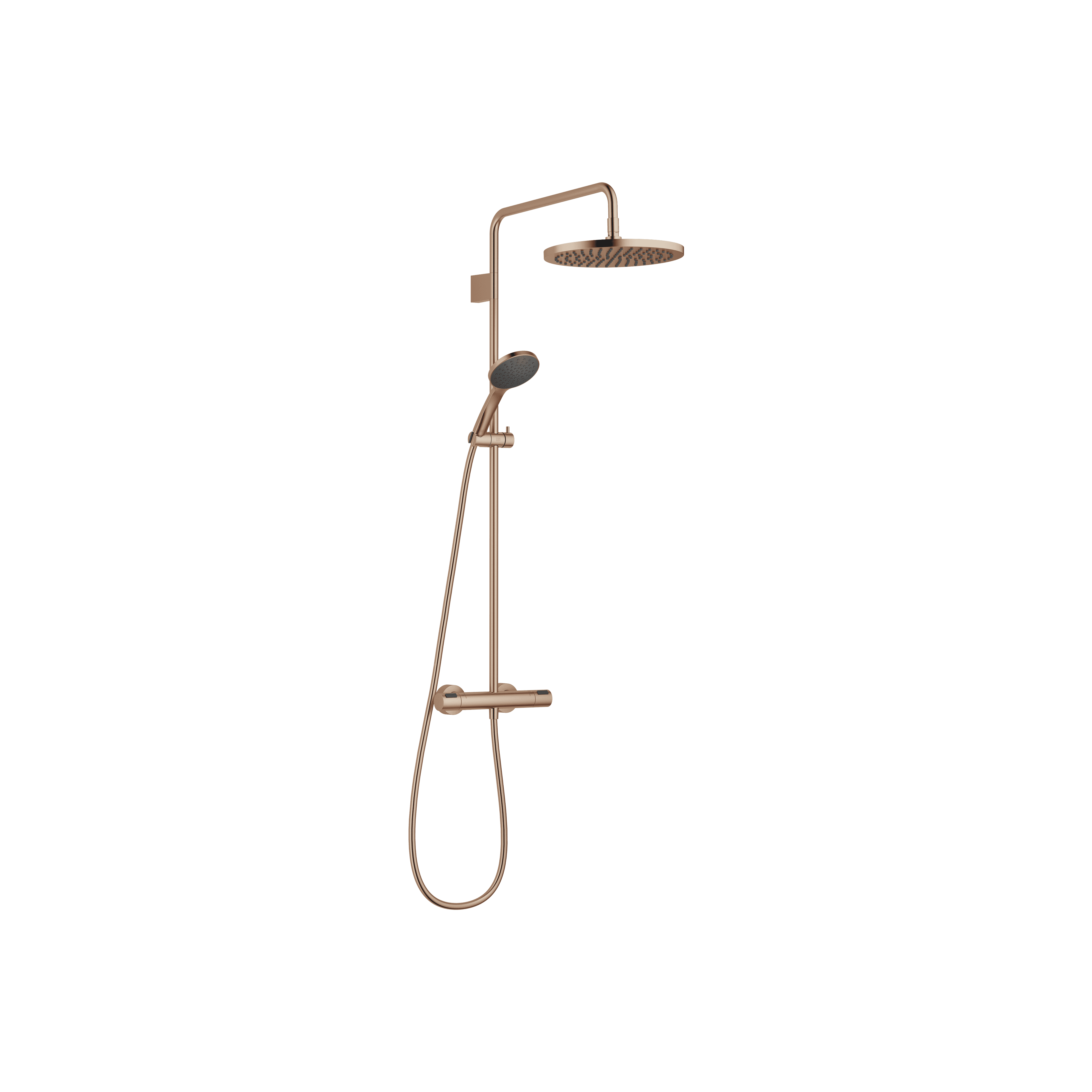 Shower pipe with shower thermostat with hand shower set 300 mm in Brushed Bronze (PVD)