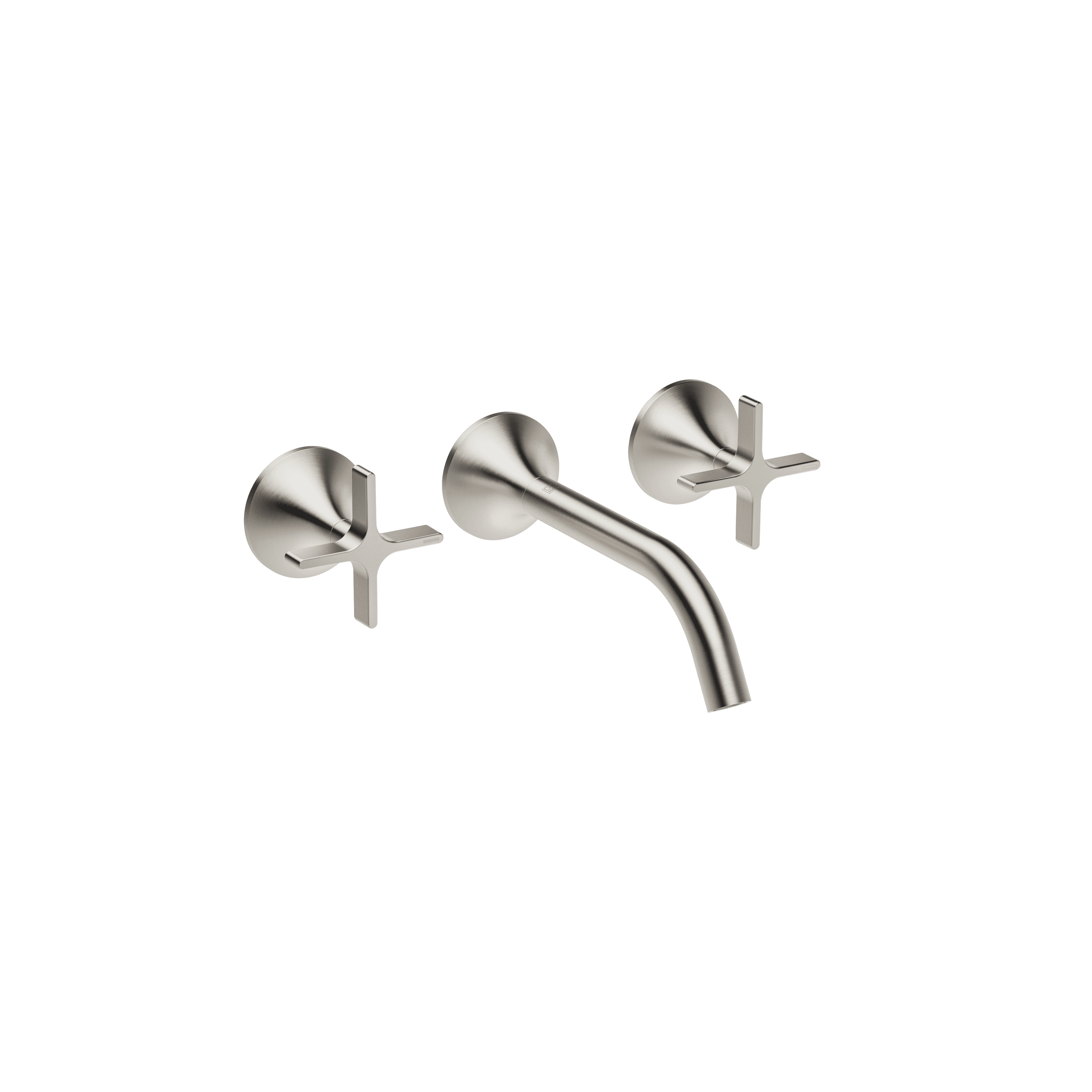 VAIA Wall-mounted basin mixer without pop-up waste in Brushed Platinum