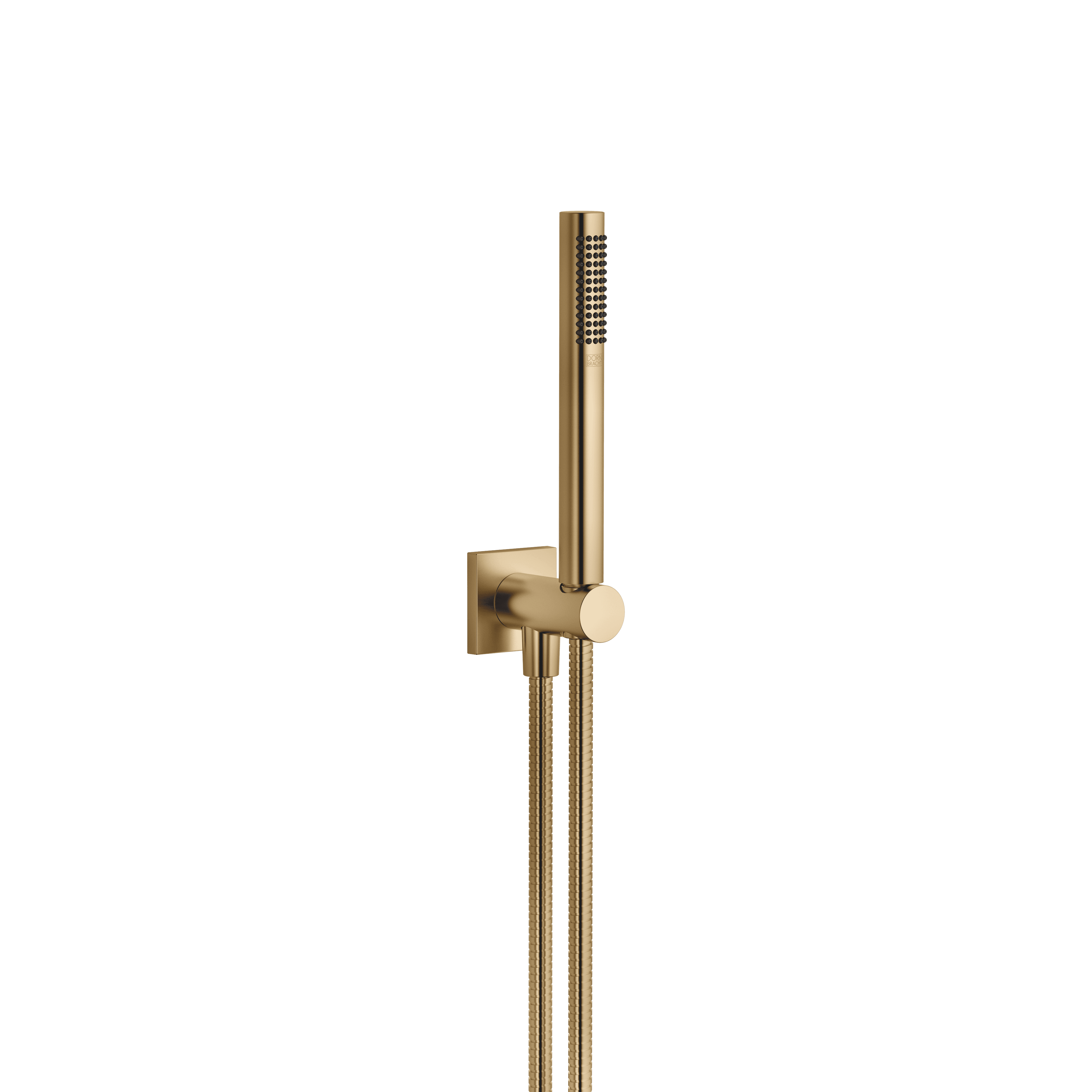 Hand shower set with integrated shower holder FlowReduce in Brushed Dark Brass (PVD)