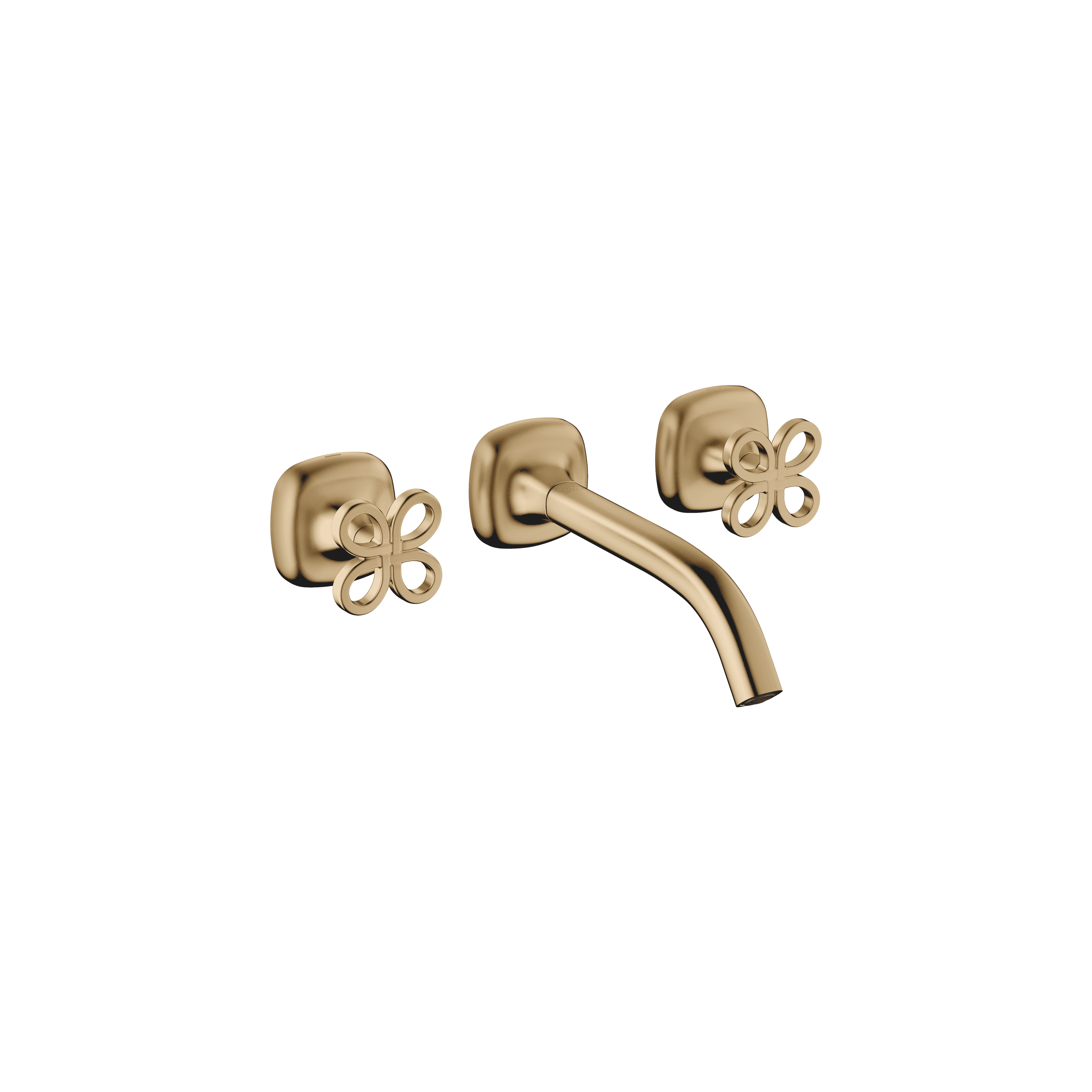 Wall-mounted basin mixer without pop-up waste in Brushed Dark Brass (PVD)