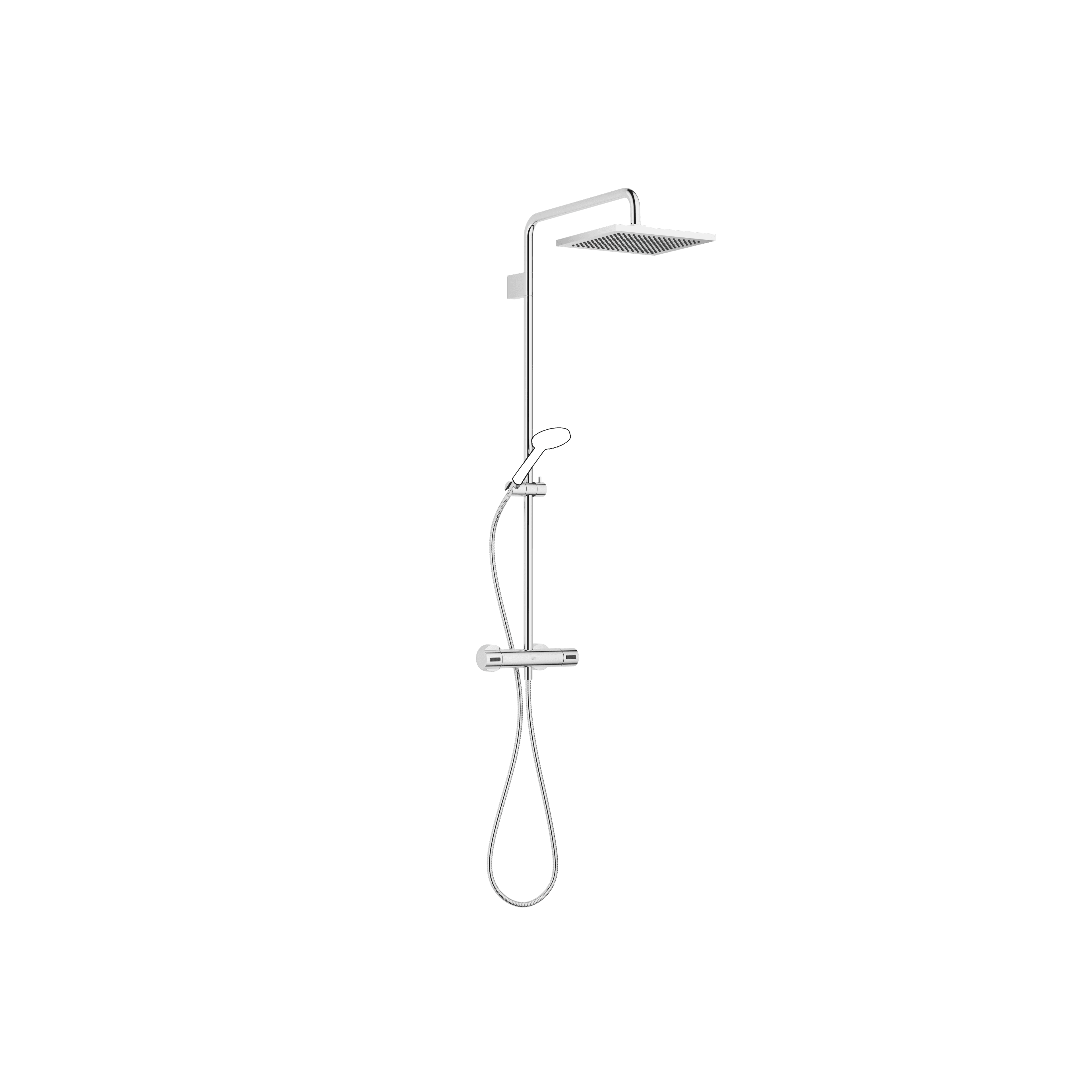 Showerpipe with shower thermostat without hand shower FlowReduce in Chrome