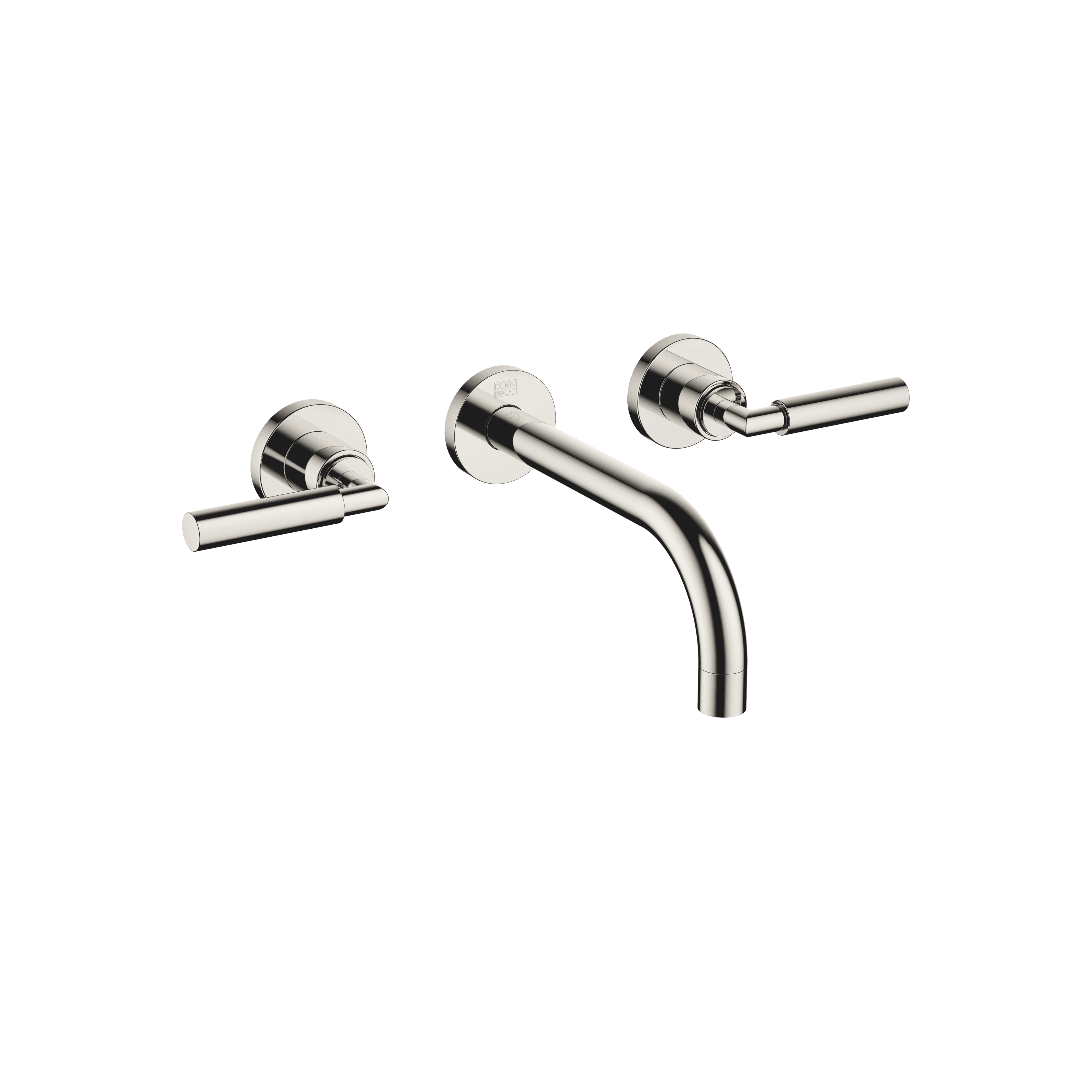 TARA Wall-mounted basin mixer without pop-up waste in Platinum