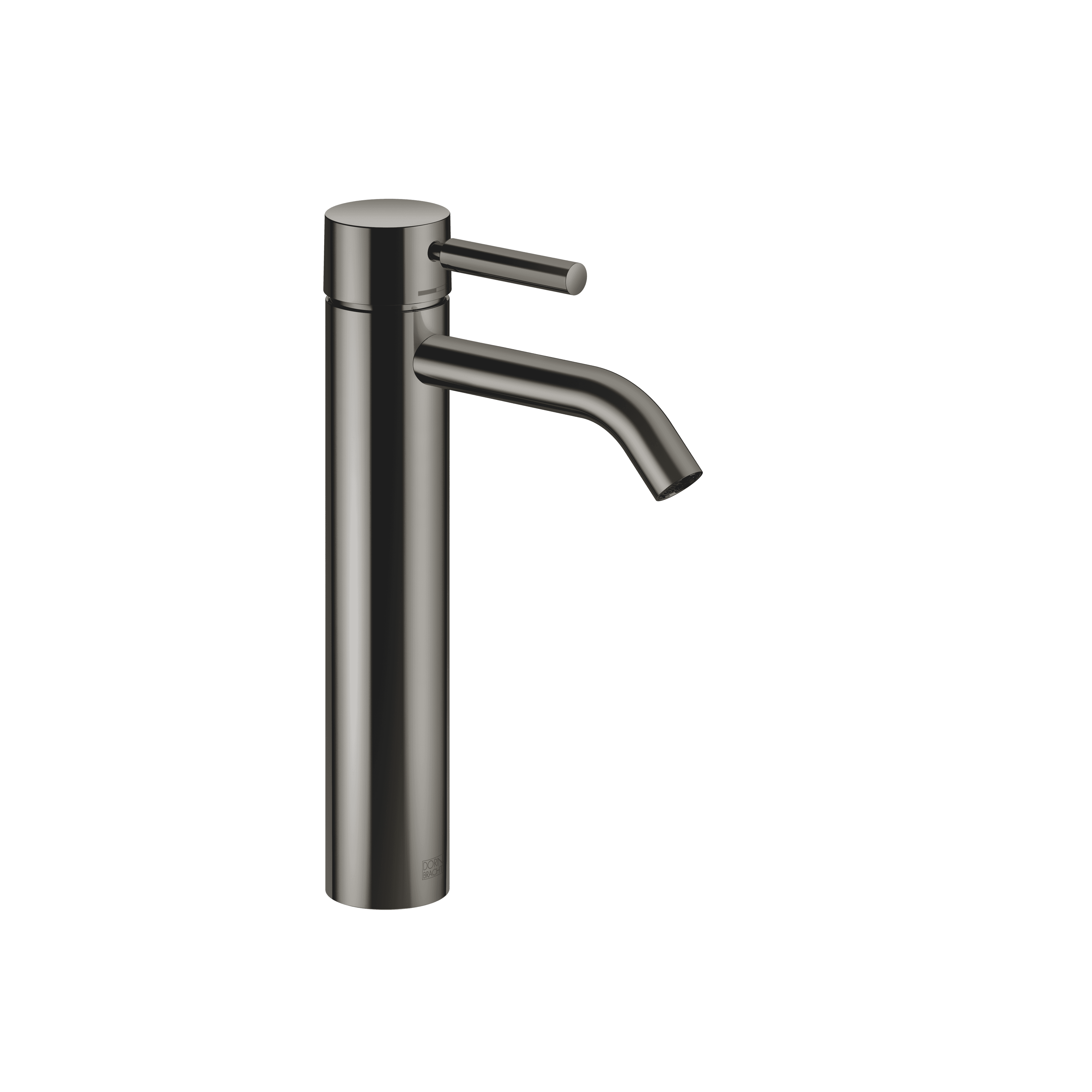 META Single-lever basin mixer with raised base without pop-up waste in Dark Chrome