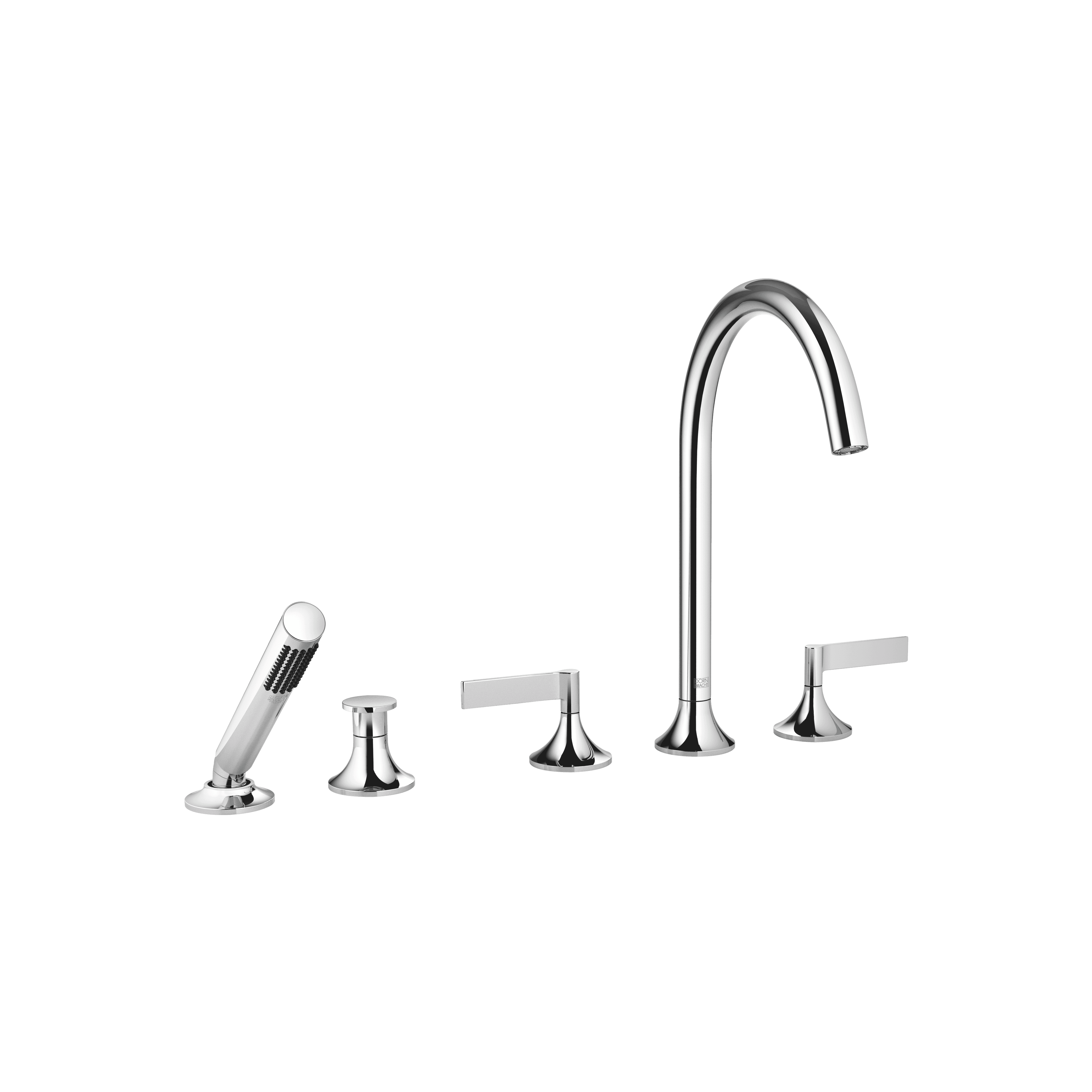 VAIA Five-hole bath mixer for deck mounting with diverter