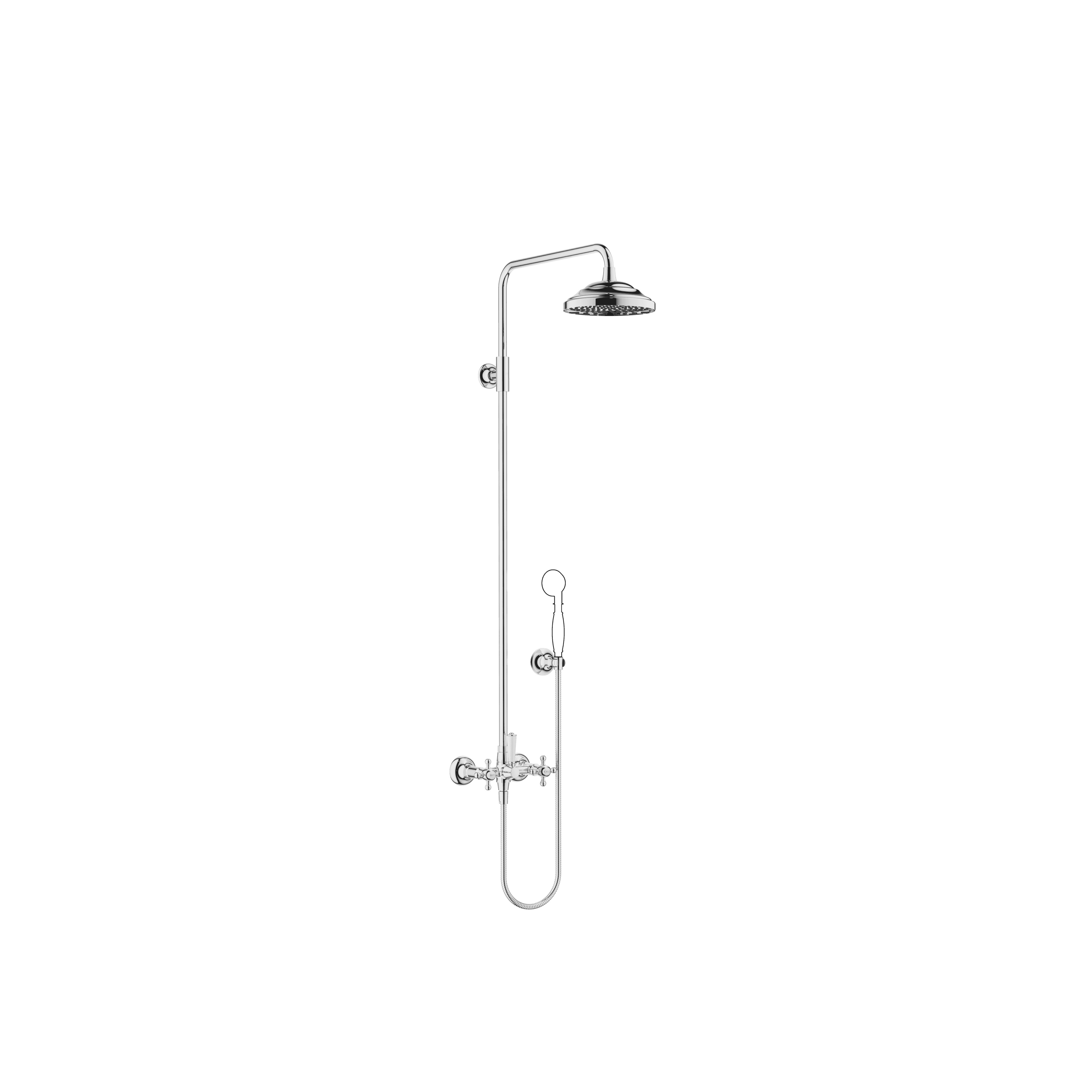 MADISON Shower pipe with shower mixer without hand shower 200 mm in Chrome