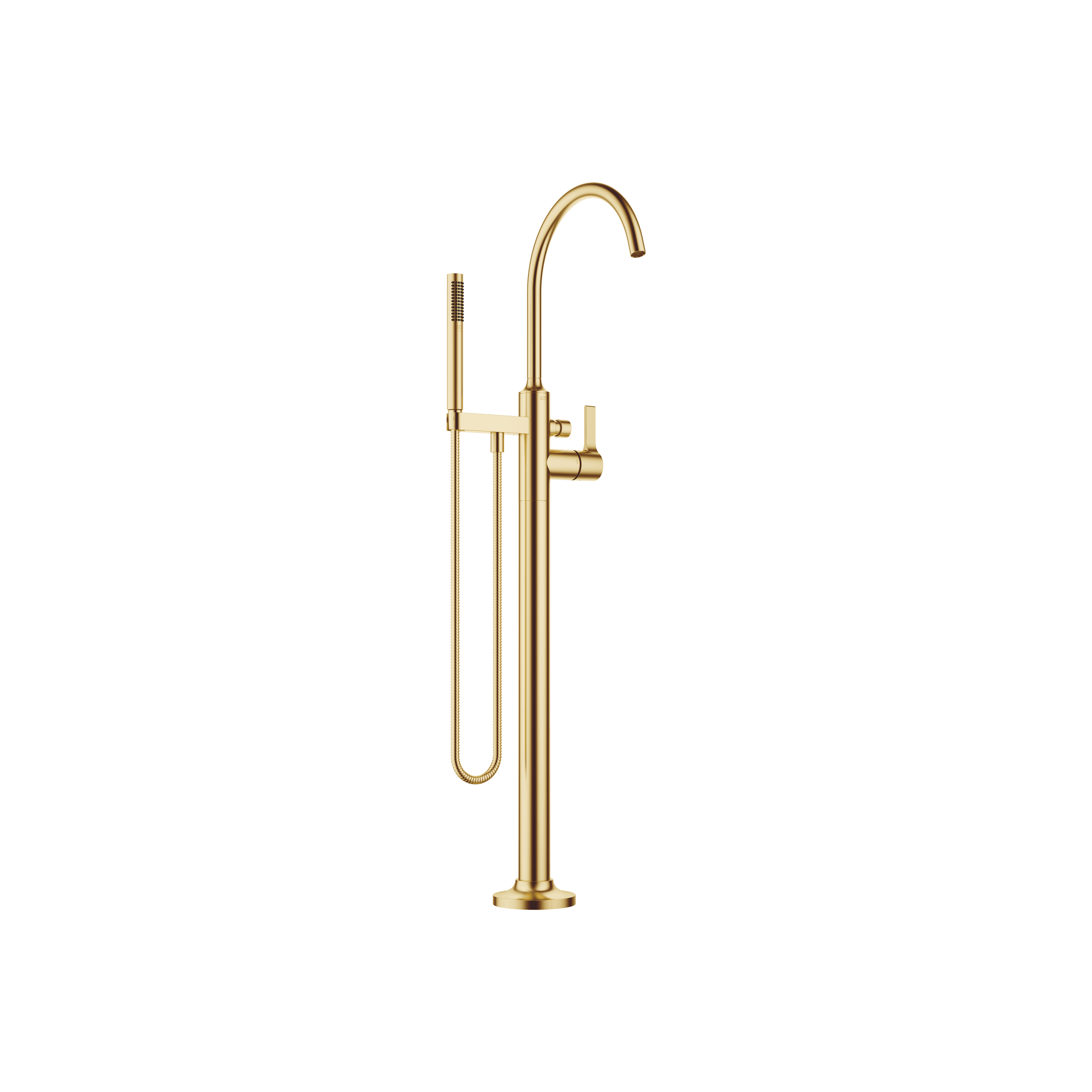 VAIA Single-lever bath mixer with stand pipe for free-standing assembly with hand shower set in Brushed Durabrass (23kt Gold)
