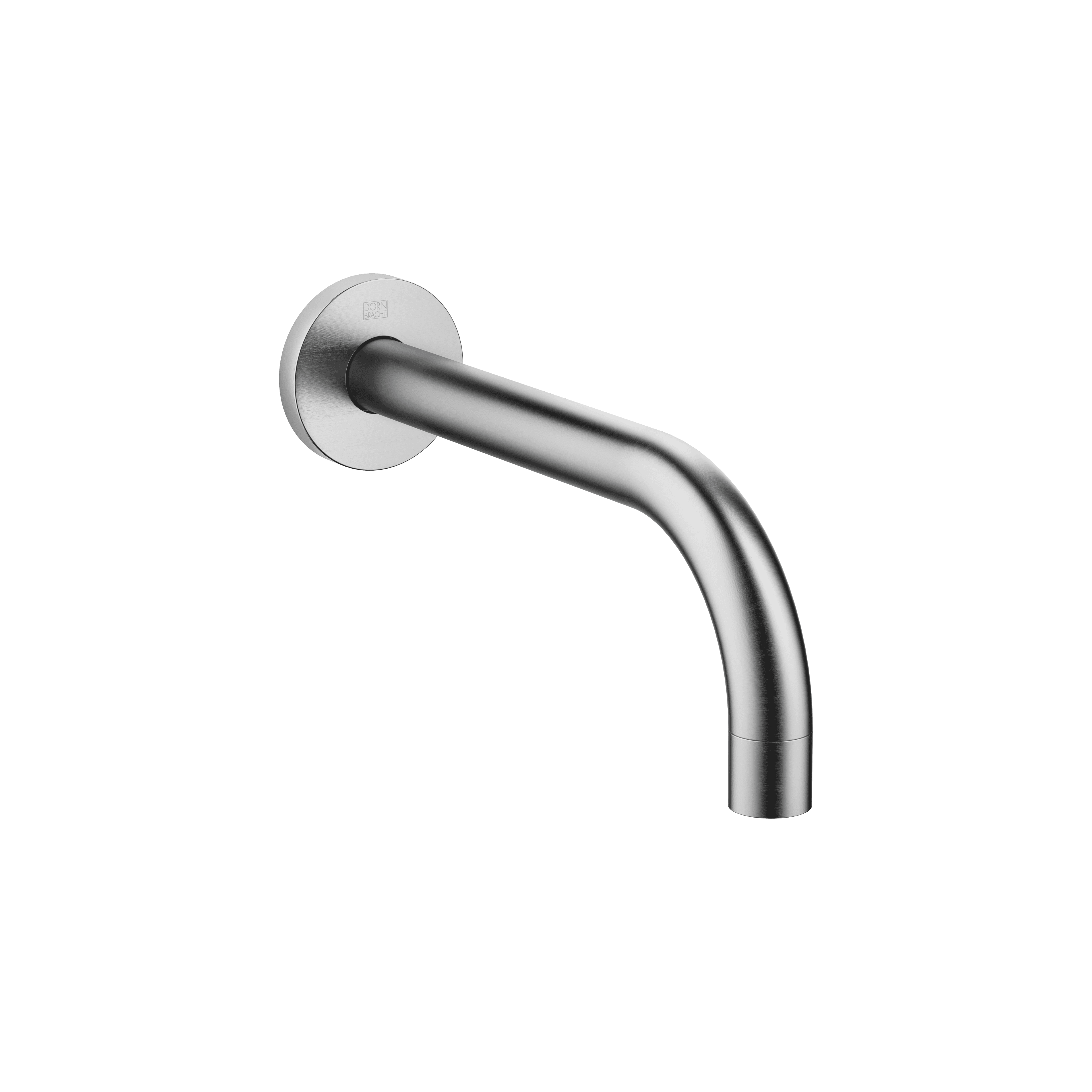 Wall-mounted basin spout without pop-up waste in Brushed Chrome