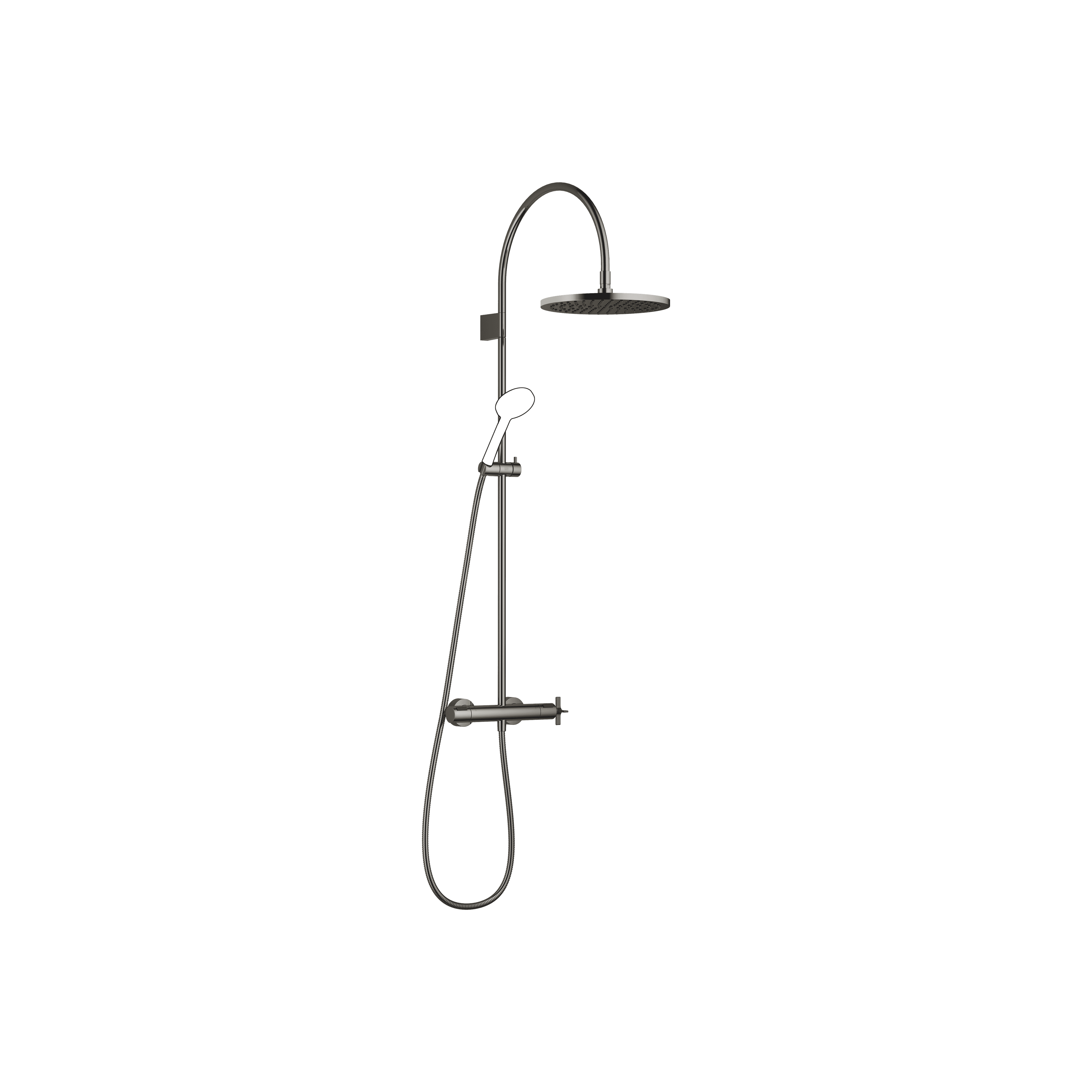 VAIA Shower pipe with shower thermostat without hand shower 300 mm in Dark Chrome