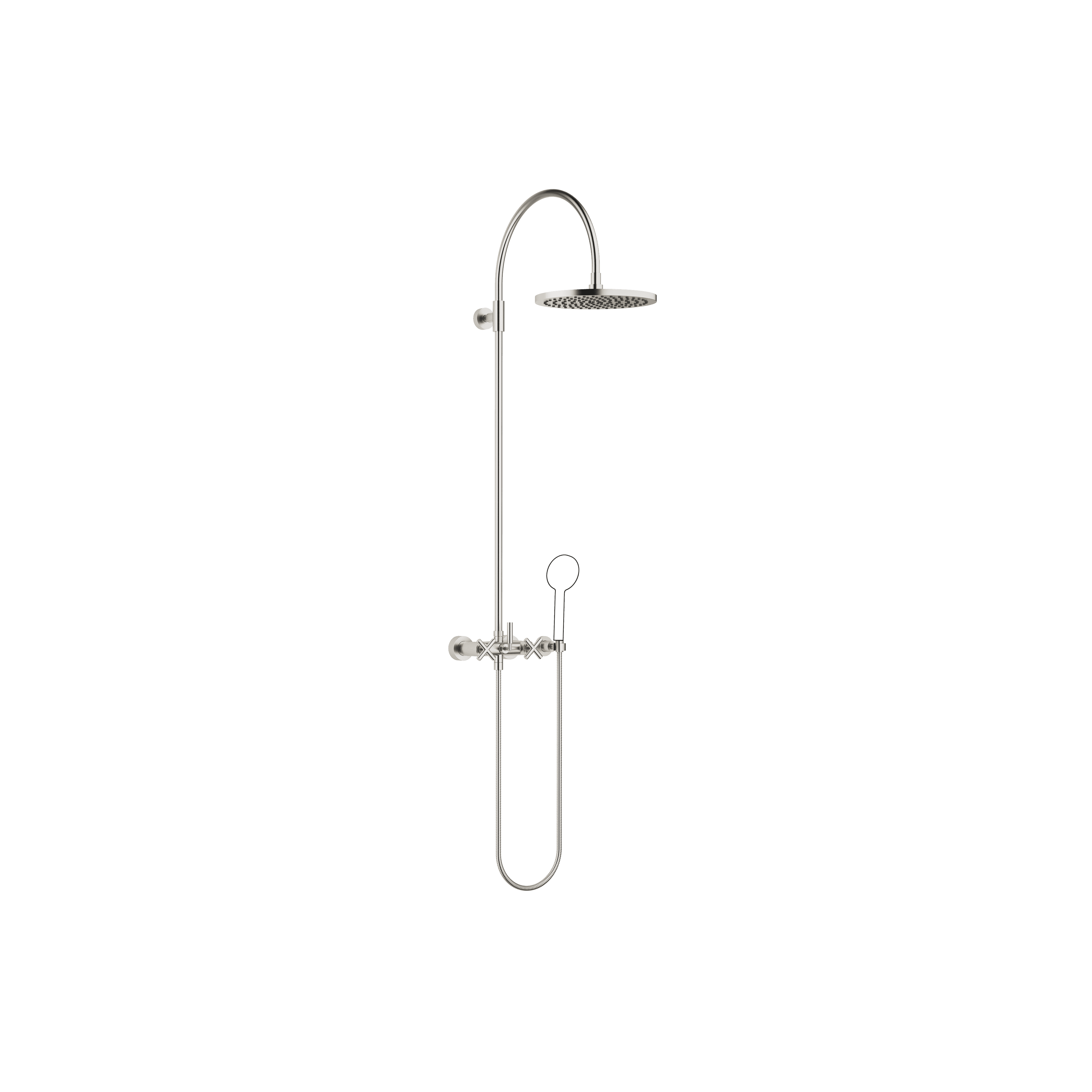 TARA Showerpipe with shower mixer without hand shower 300 mm in Brushed Platinum
