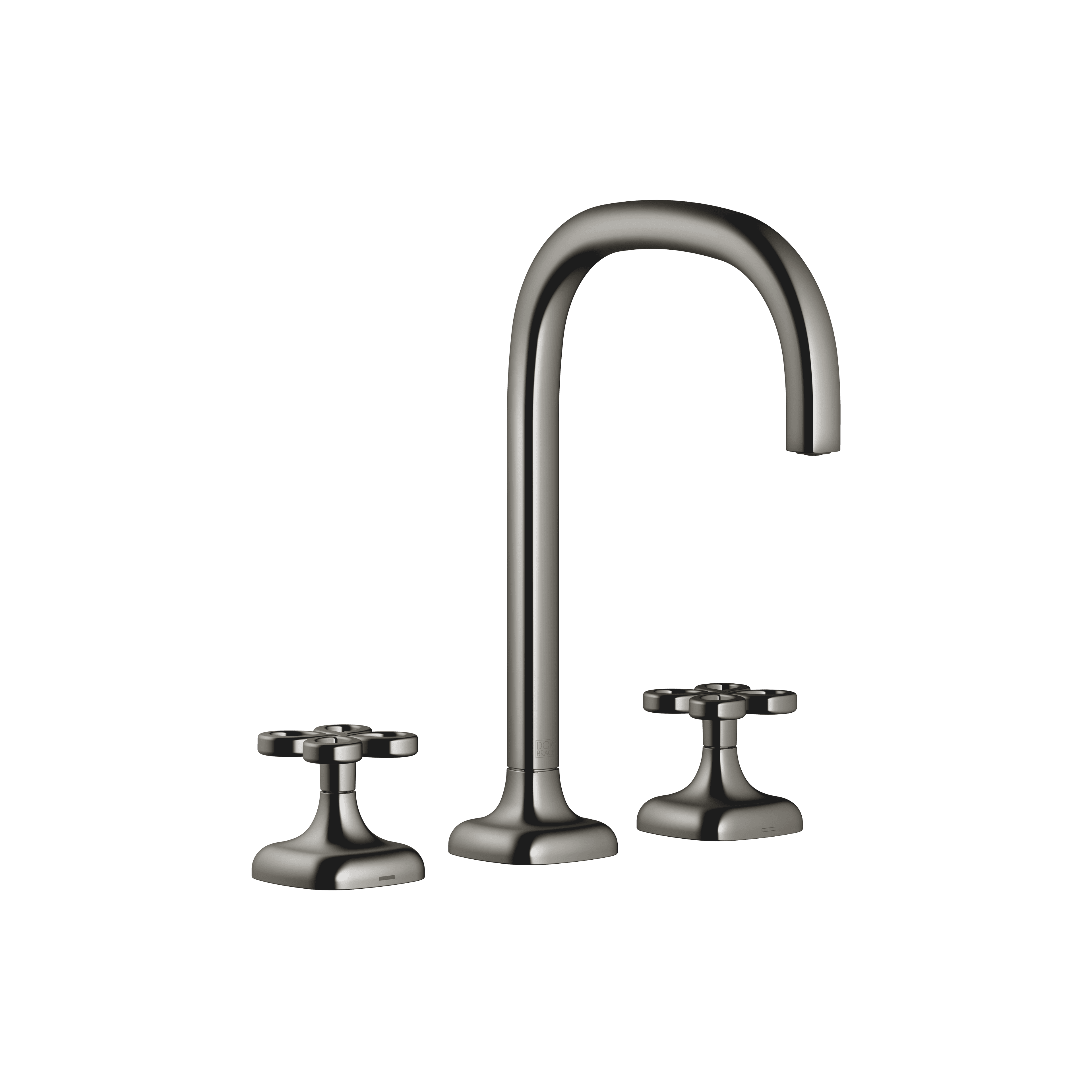 Three-hole basin mixer with pop-up waste in Dark Chrome