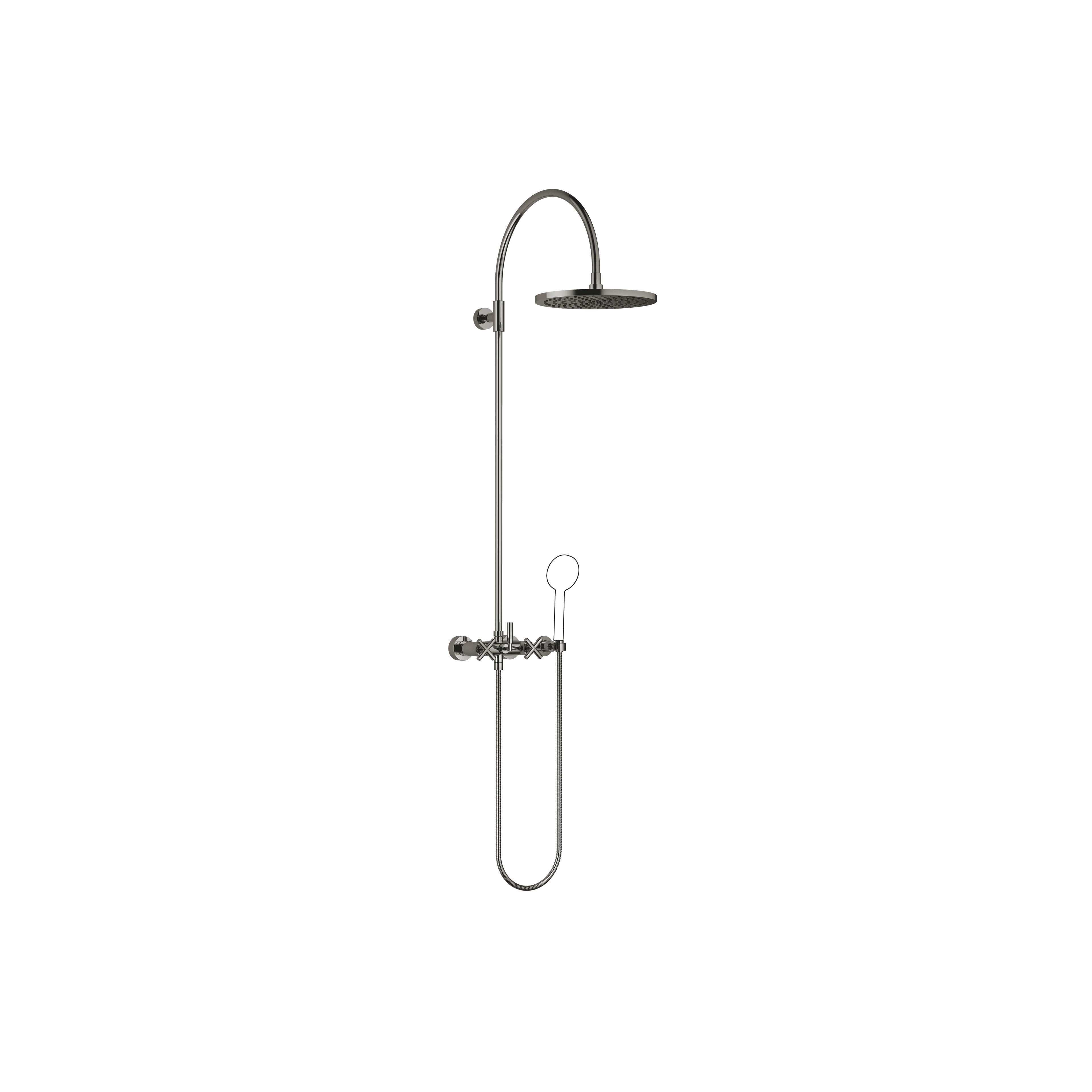 TARA Showerpipe with shower mixer without hand shower 300 mm in Dark Chrome