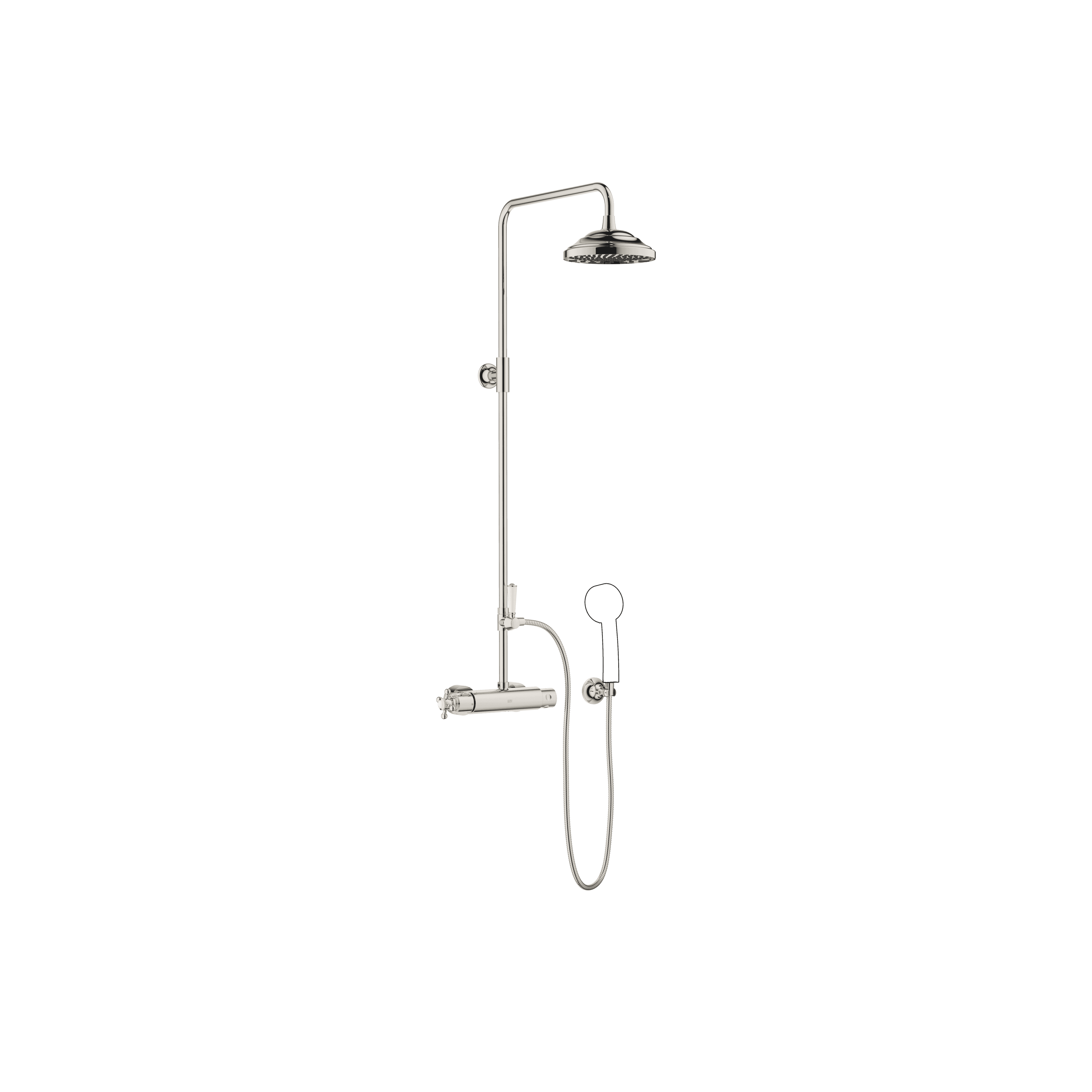 MADISON Showerpipe with shower thermostat without hand shower 200 mm in Platinum