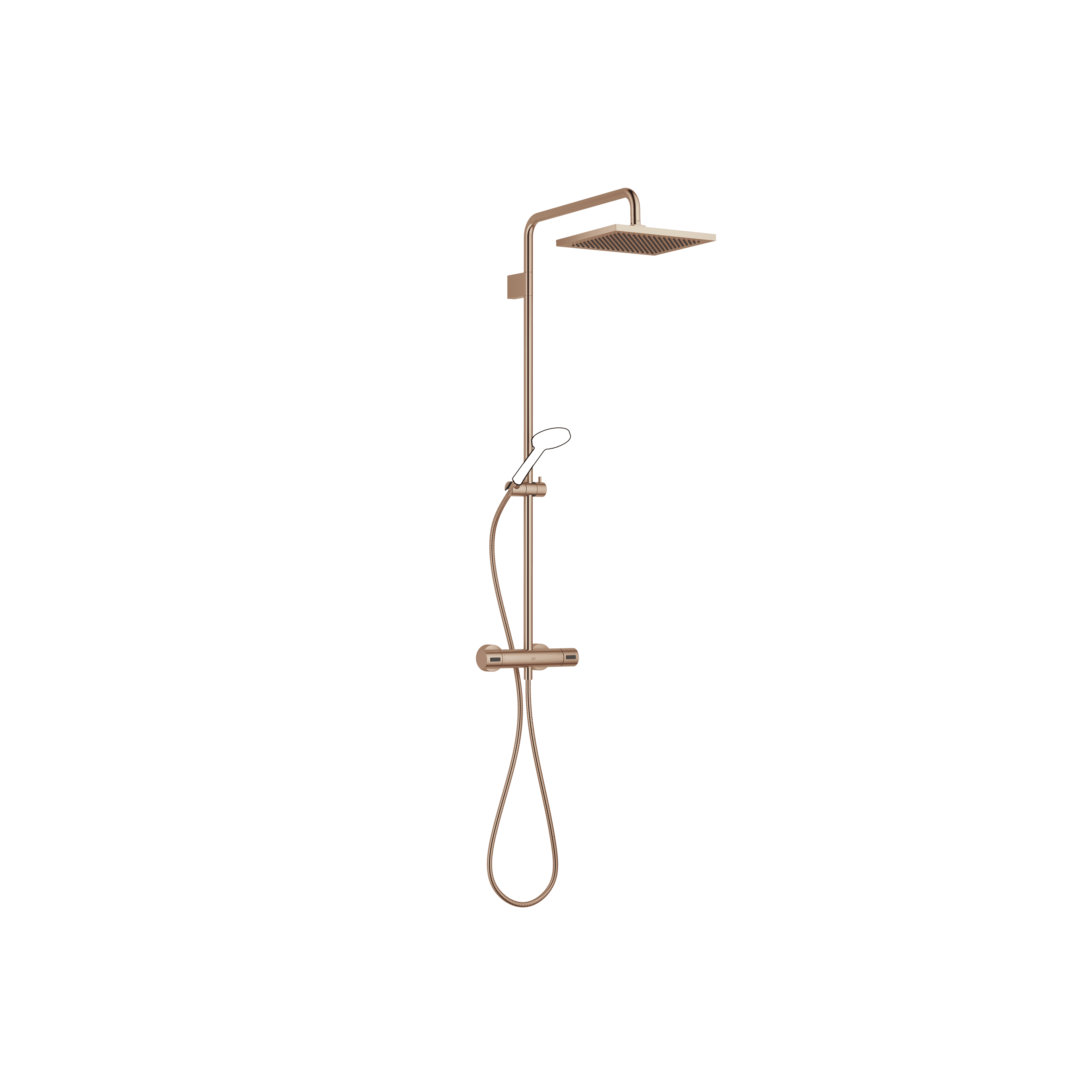 Showerpipe with shower thermostat without hand shower in Brushed Bronze (PVD)