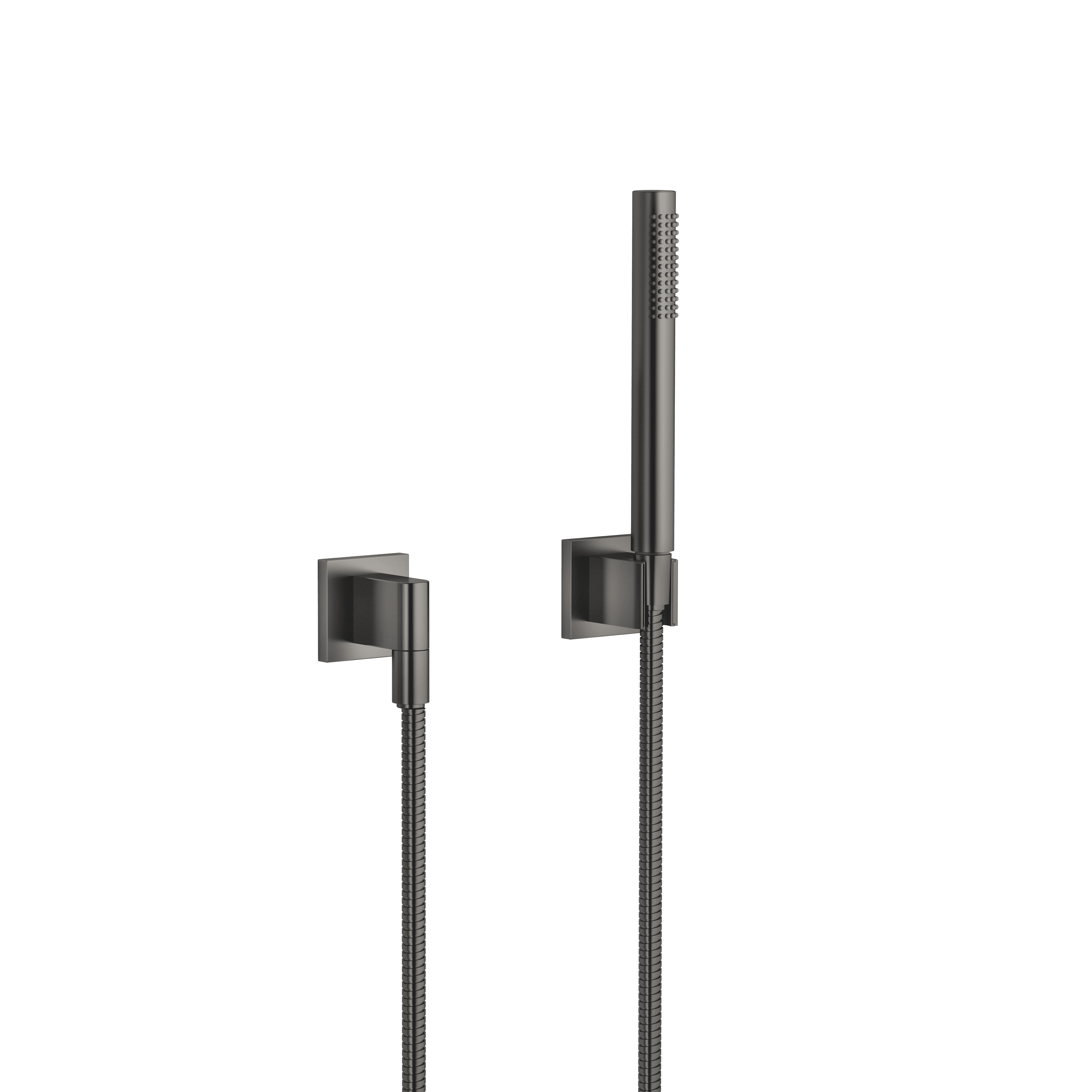 Hand shower set with individual rosettes FlowReduce in Brushed Dark Platinum