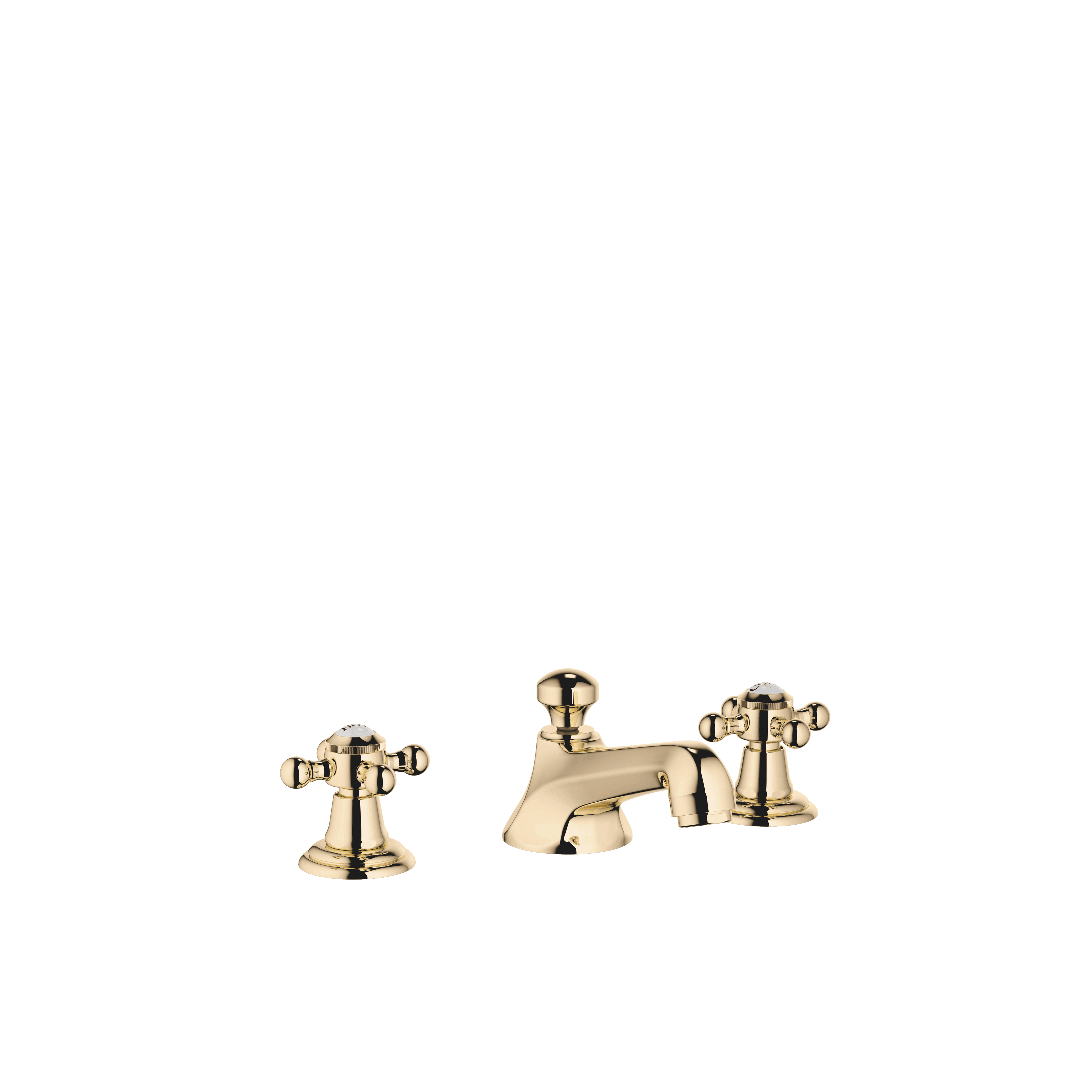 MADISON Three-hole basin mixer with pop-up waste in Durabrass (23kt Gold)