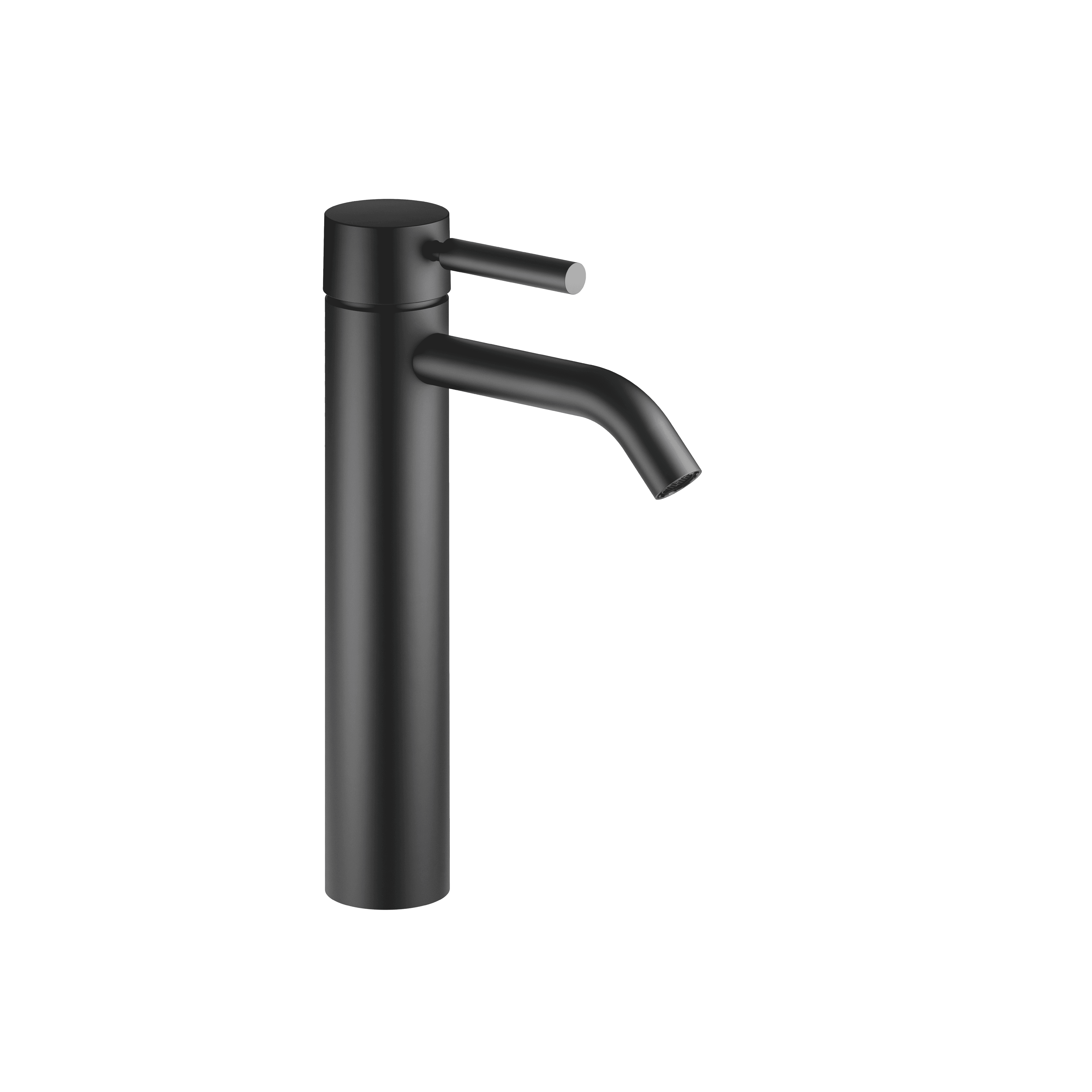 META Single-lever basin mixer with raised base without pop-up waste in Matte Black
