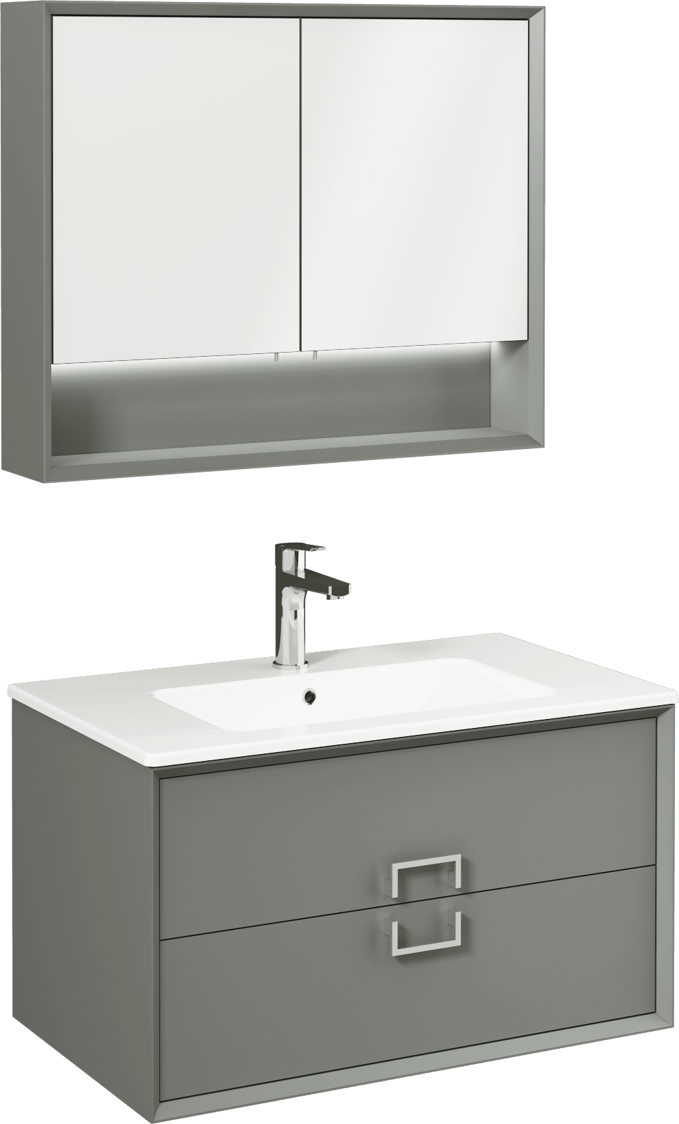 Isvea Stepp Washbasin Unit Pebble Gray 80 cm - pebble grey
