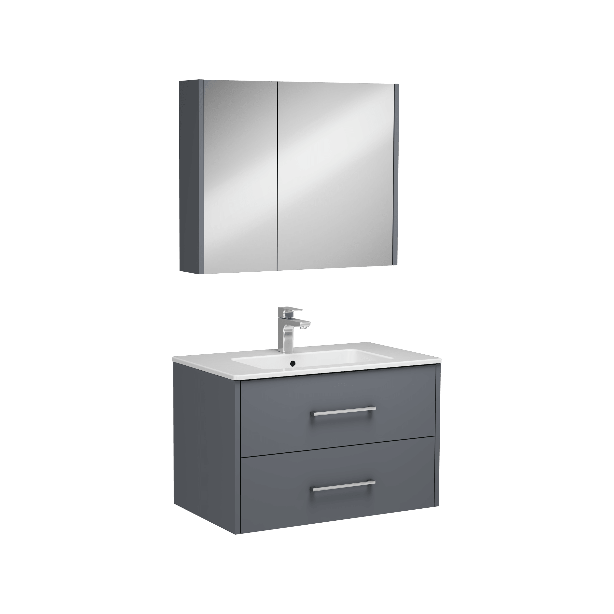 Isvea Combinato Washbasin Cabinet Double Drawer 80 cm - anthracite