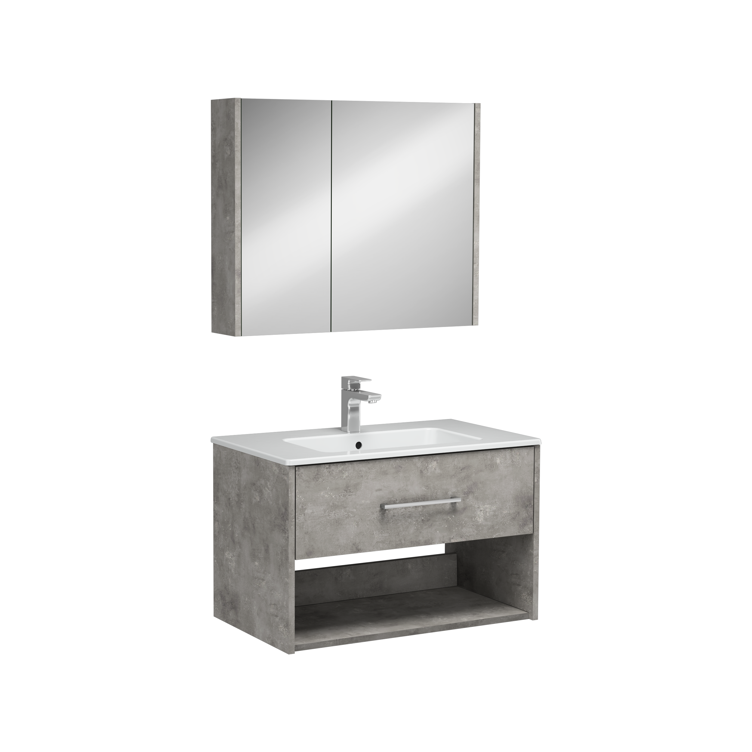 Isvea Combinato Washbasin Cabinet Single Drawer 80 cm - retro silver