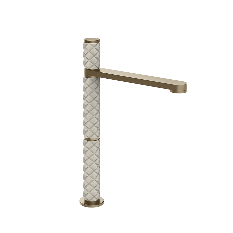 Gessi Washbasin Mixer 78253 in Crème/Finox Brushed Nickel