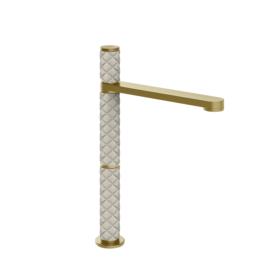 Gessi Washbasin Mixer 78253 in Crème/Brass Brushed Pvd