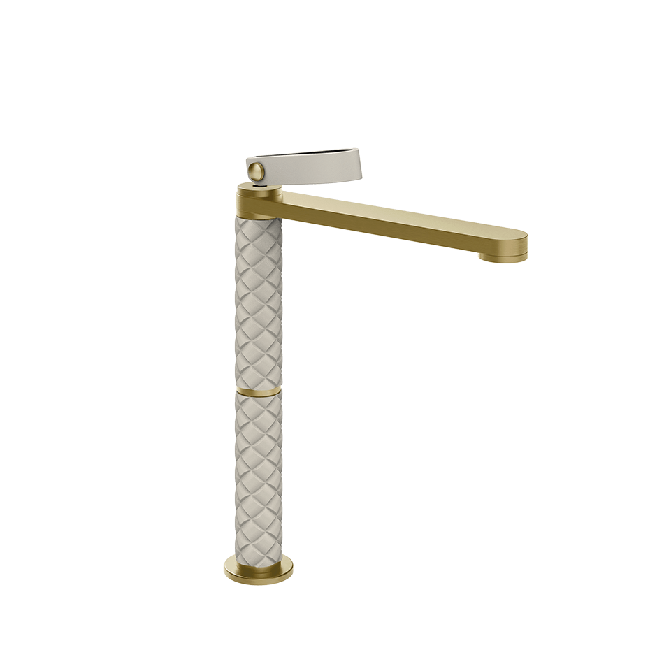 Gessi Washbasin Mixer 78404 in Crème/Brass Brushed Pvd