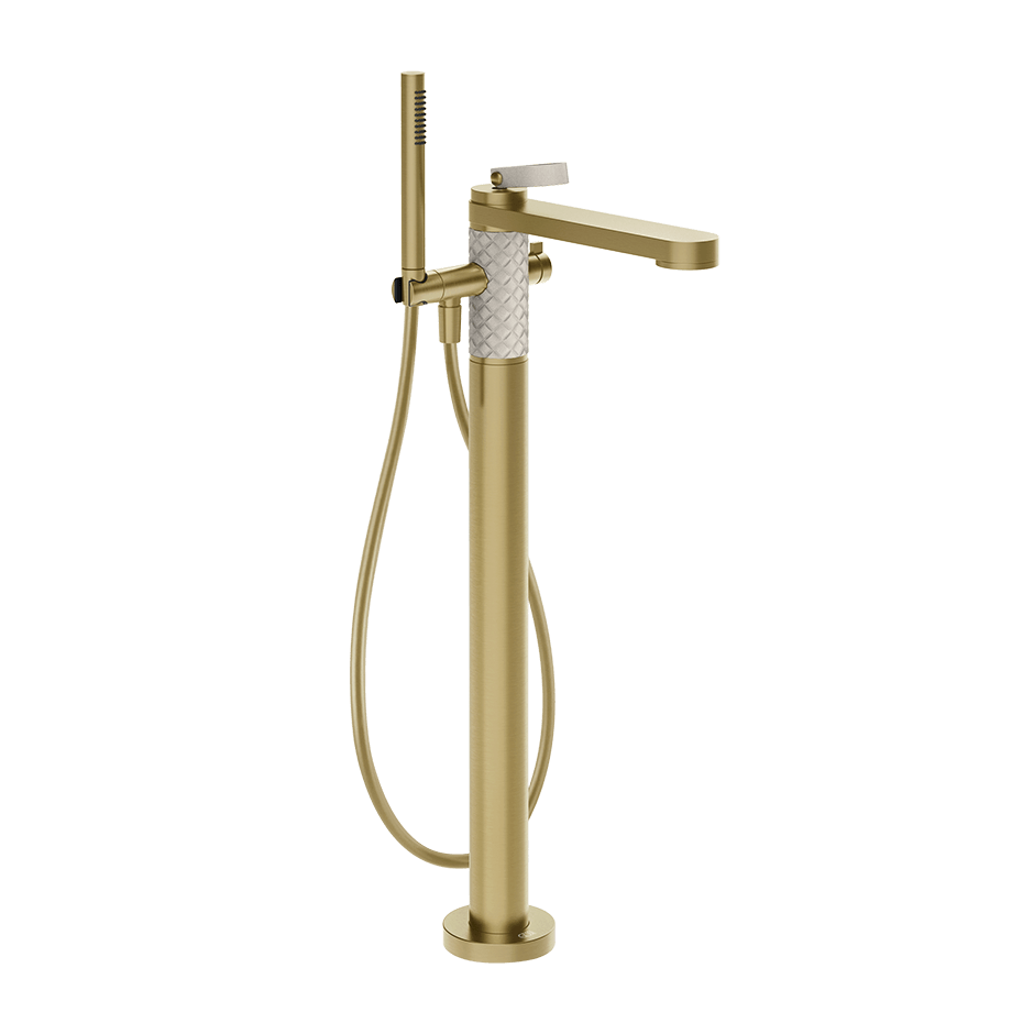 Gessi Bath Mixer 78428 in Crème/Brass Brushed Pvd