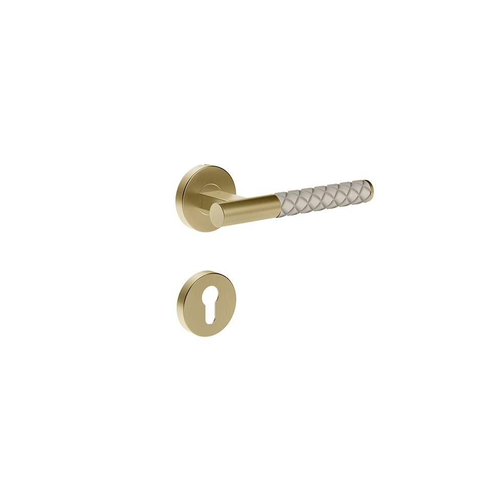 Gessi Internal Door Handle 78641 in Crème/Brass Brushed Pvd