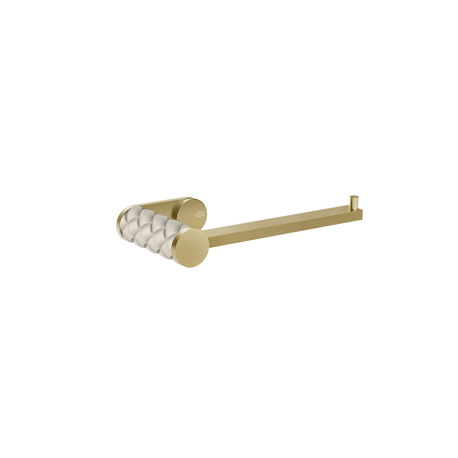 Gessi Paper Roll Holder 78655 in Crème/Brass Brushed Pvd